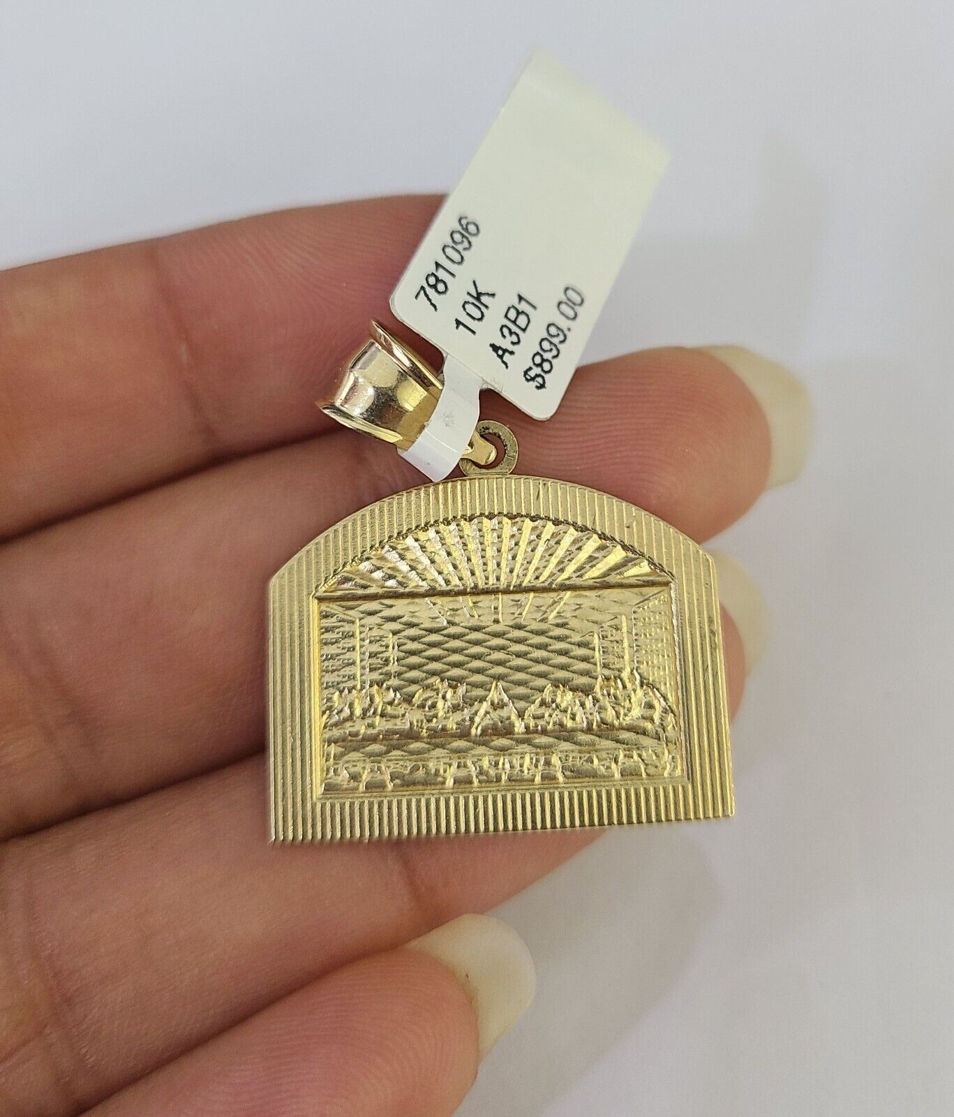 10k Gold Chain Last Supper Charm Solid Cuban Curb Link 5mm 18" - 28" Inch SET - GoldenlinQ