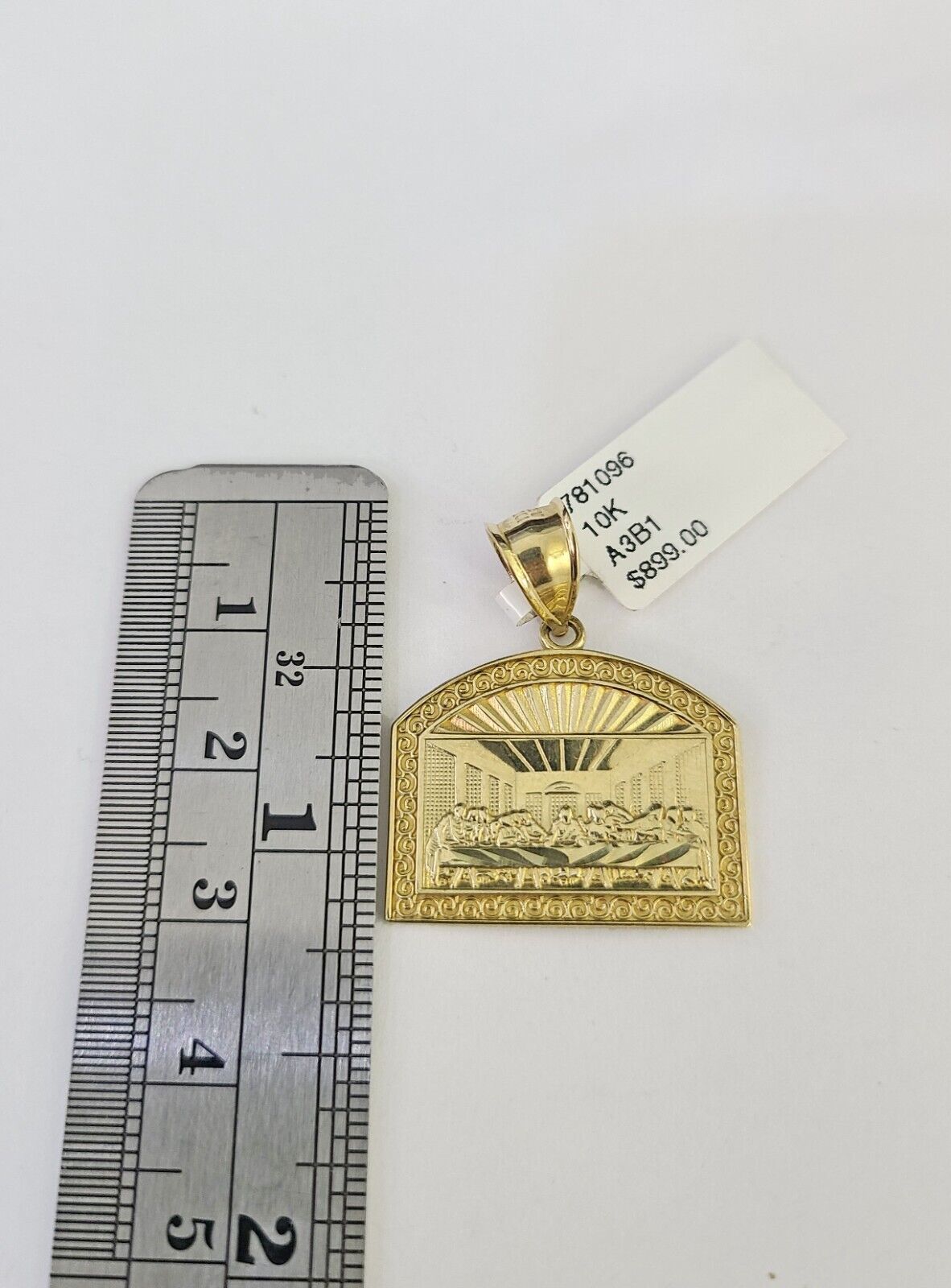 10k Gold Chain Last Supper Charm Solid Cuban Curb Link 5mm 18" - 28" Inch SET - GoldenlinQ