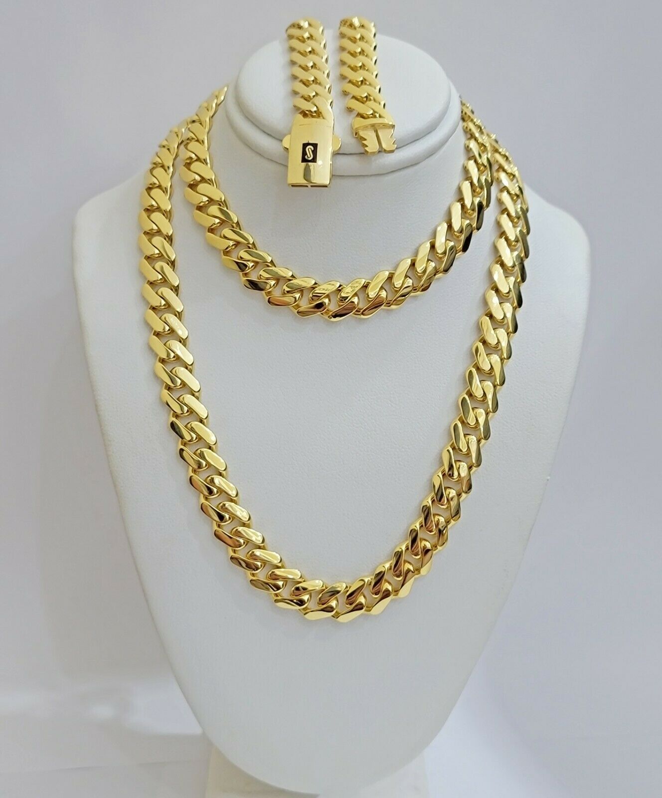 10k Gold Chain Miami Cuban Royal Link 8.5 mm 22" Inch Plain Necklace, REAL 10KT - GoldenlinQ