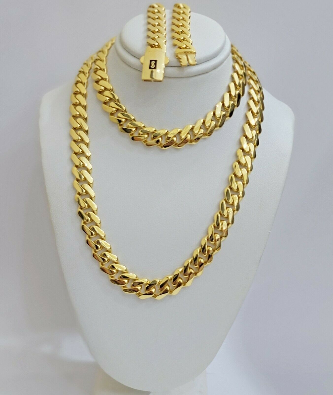 10k Gold Chain Miami Cuban Royal Link 8.5 mm 22" Inch Plain Necklace, REAL 10KT - GoldenlinQ