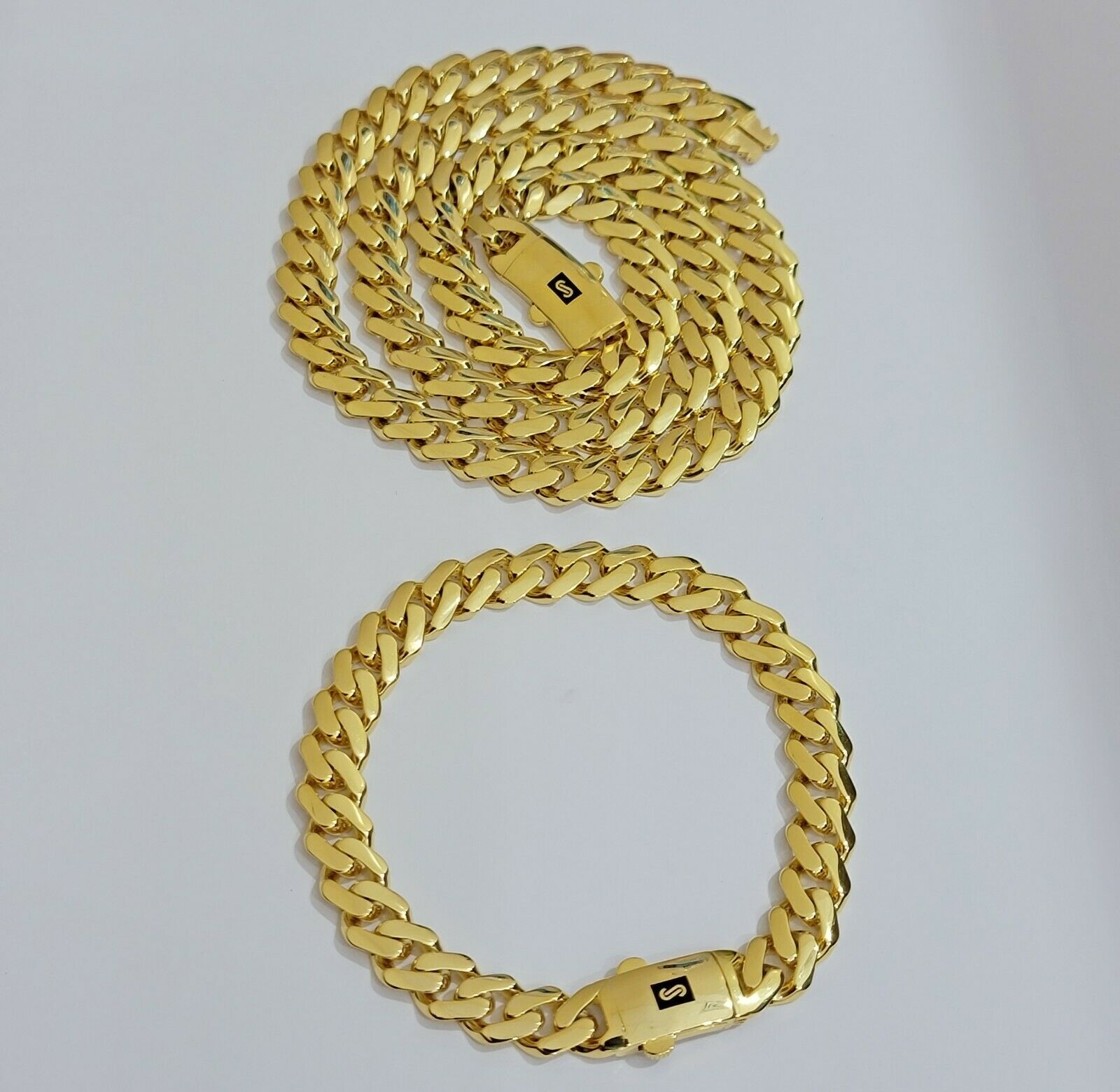 10k Gold Chain Miami Cuban Royal Link 8.5 mm 24" Shiny Plain Necklace, REAL 10KT - GoldenlinQ
