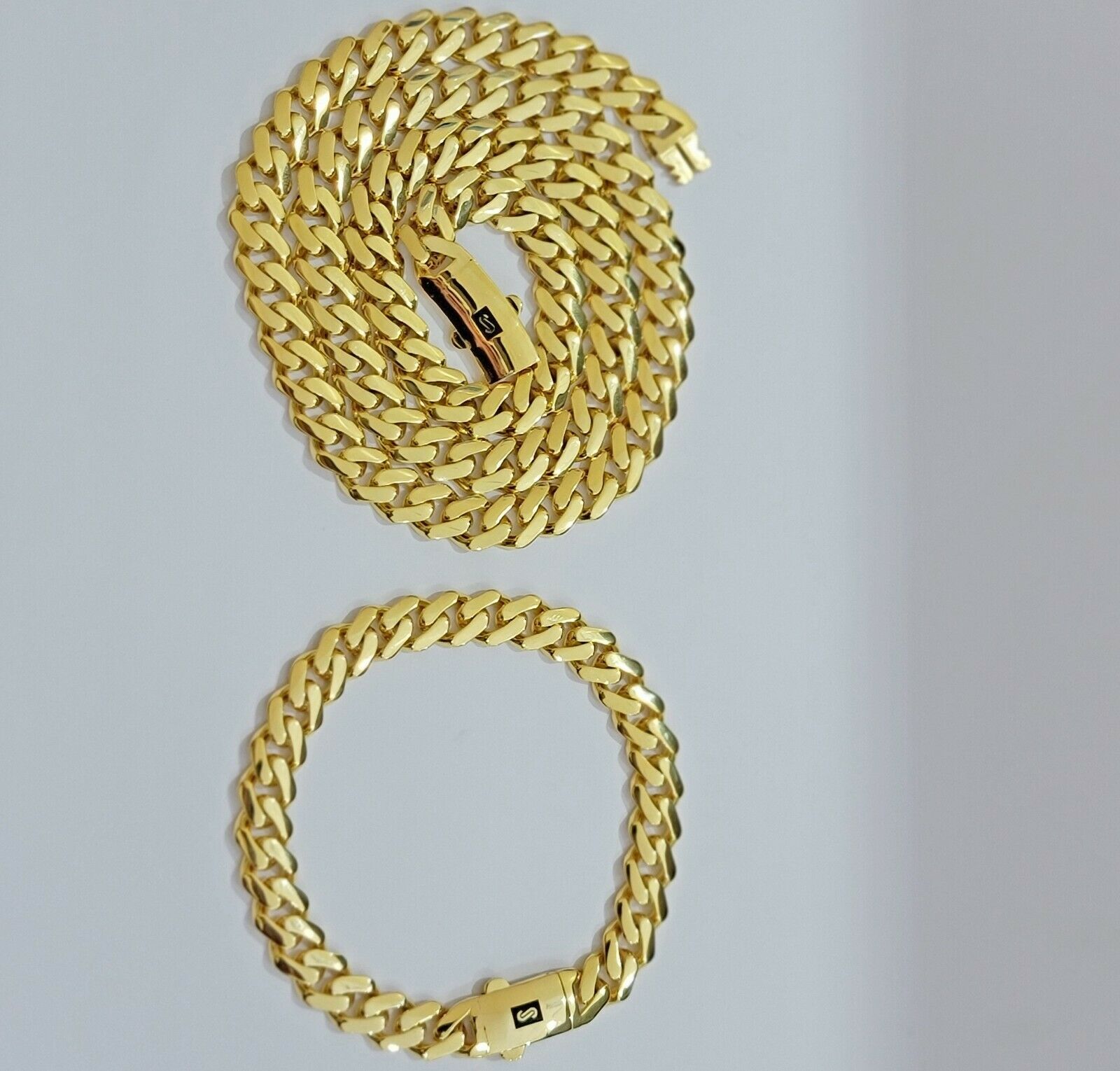 10k Gold Chain Miami Cuban Royal Link 8.5 mm 24" Shiny Plain Necklace, REAL 10KT - GoldenlinQ