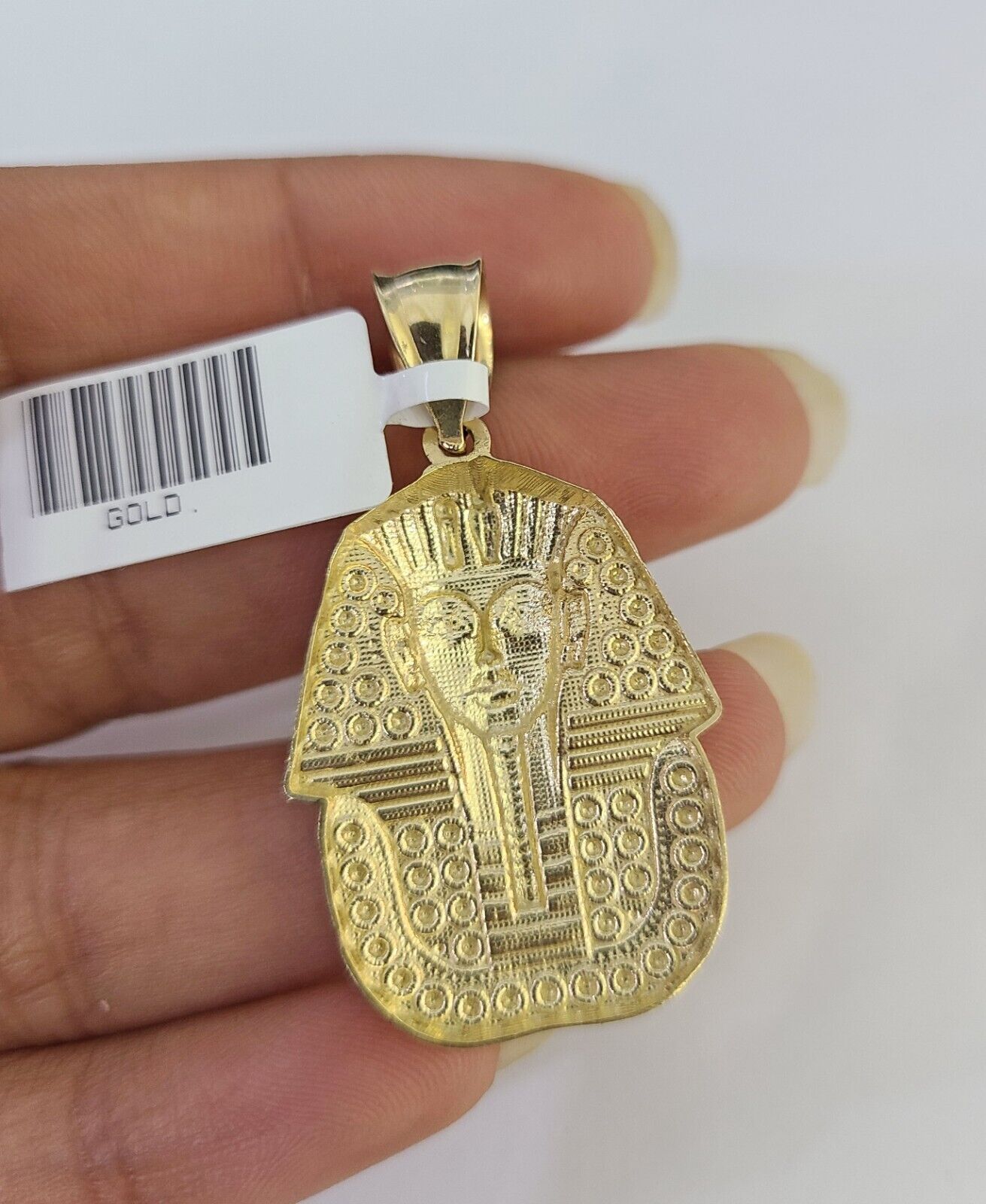 10k Gold Chain Pharaoh Charm Solid Cuban Curb 5mm 18" - 28" Inch SET Necklace - GoldenlinQ