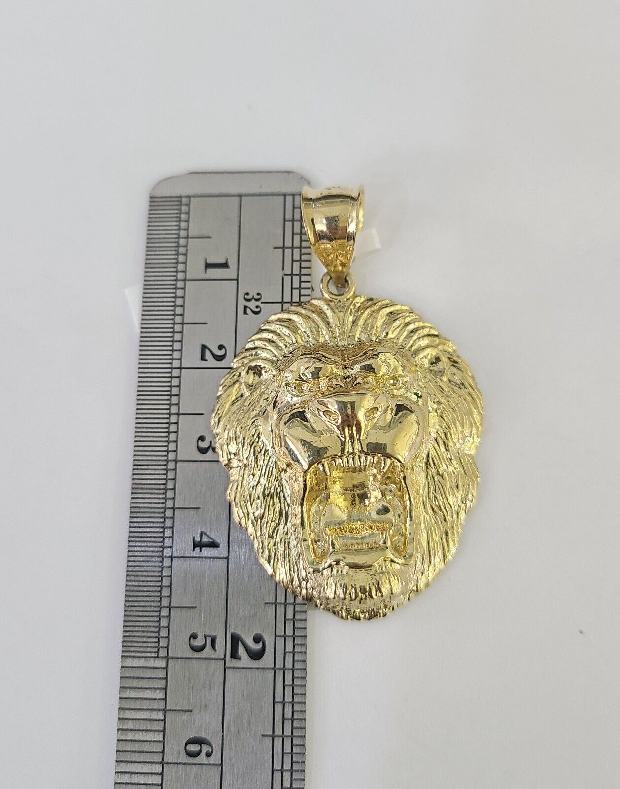 10k Gold Chain Roaring Lion Charm Solid Cuban Curb 5mm 18" - 28" Inch SET Necklace - GoldenlinQ