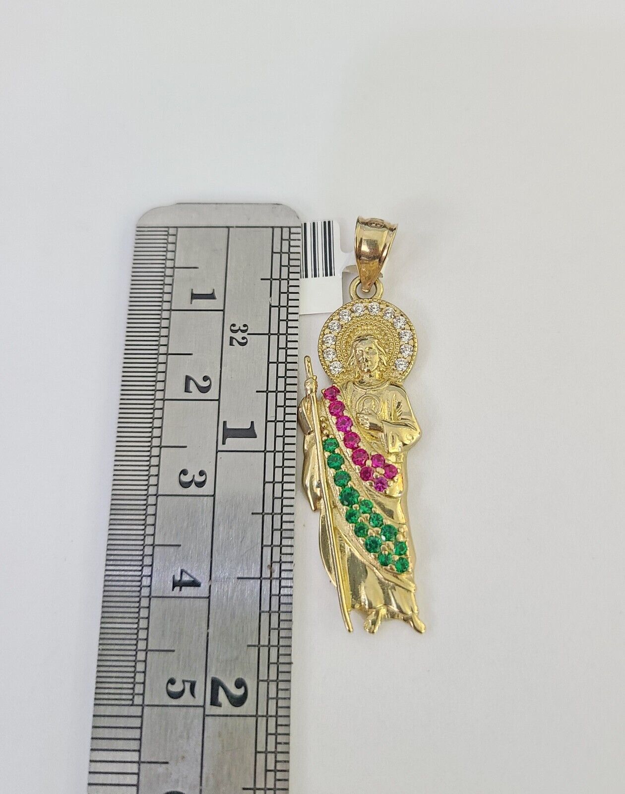 10k Gold Chain Saint Jude Charm Solid Cuban Curb Link 5mm 18" - 28" Inch SET - GoldenlinQ