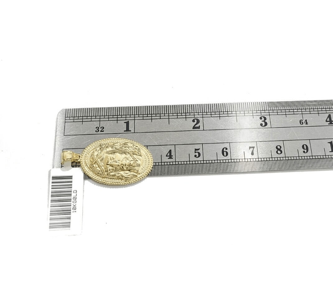 10k Gold Circular Jesus Head Charm Rope Chain Necklace 3mm 18'' Set Pendant 10kt - GoldenlinQ