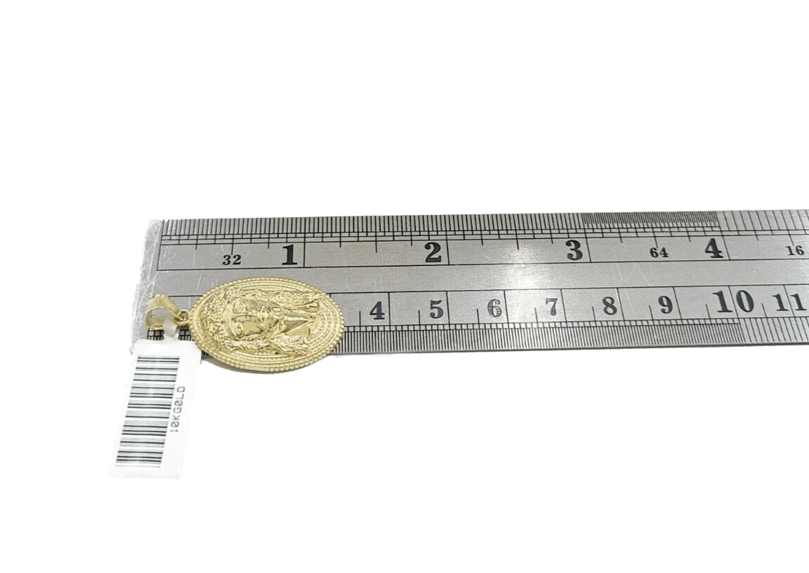 10k Gold Circular Jesus Head Charm Rope Chain Necklace 3mm 18''Set Pendant 10kt - GoldenlinQ