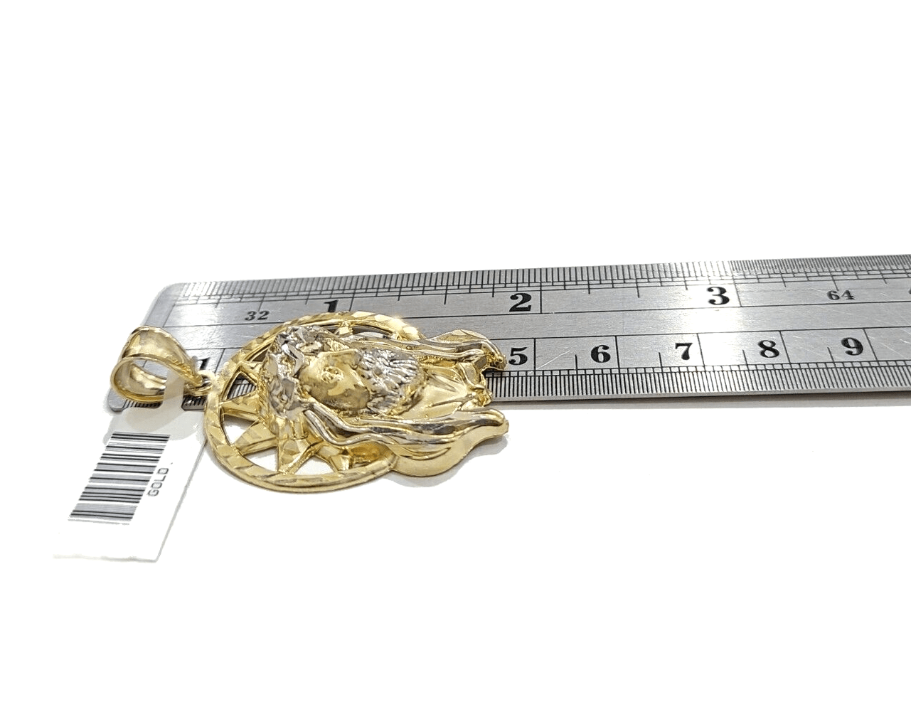 10k Gold Circular Jesus Star Head Charm Rope Chain Necklace 6mm 26'' Set Pendant - GoldenlinQ