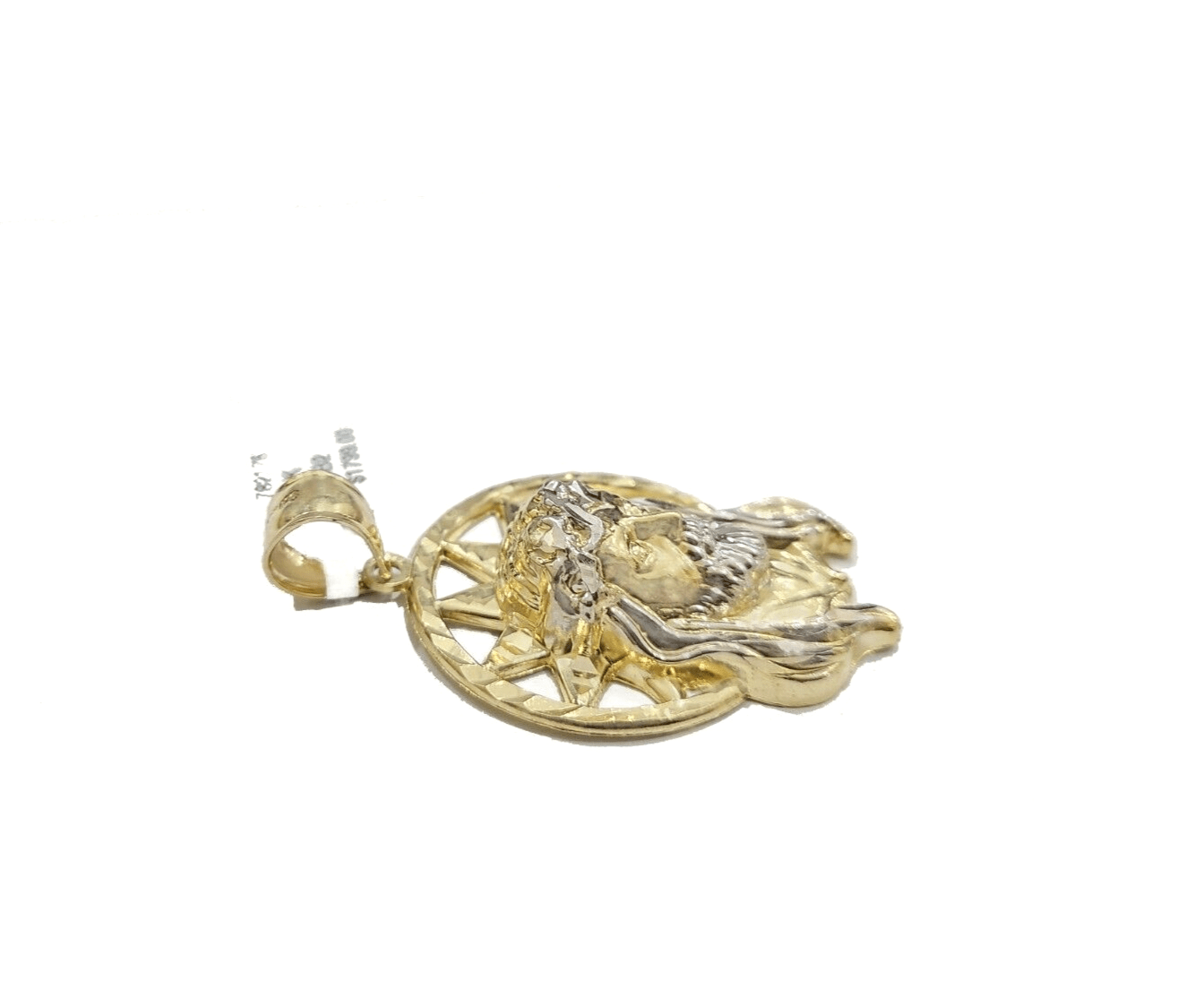 10k Gold Circular Jesus Star Head Charm Rope Chain Necklace 6mm 26'' Set Pendant - GoldenlinQ