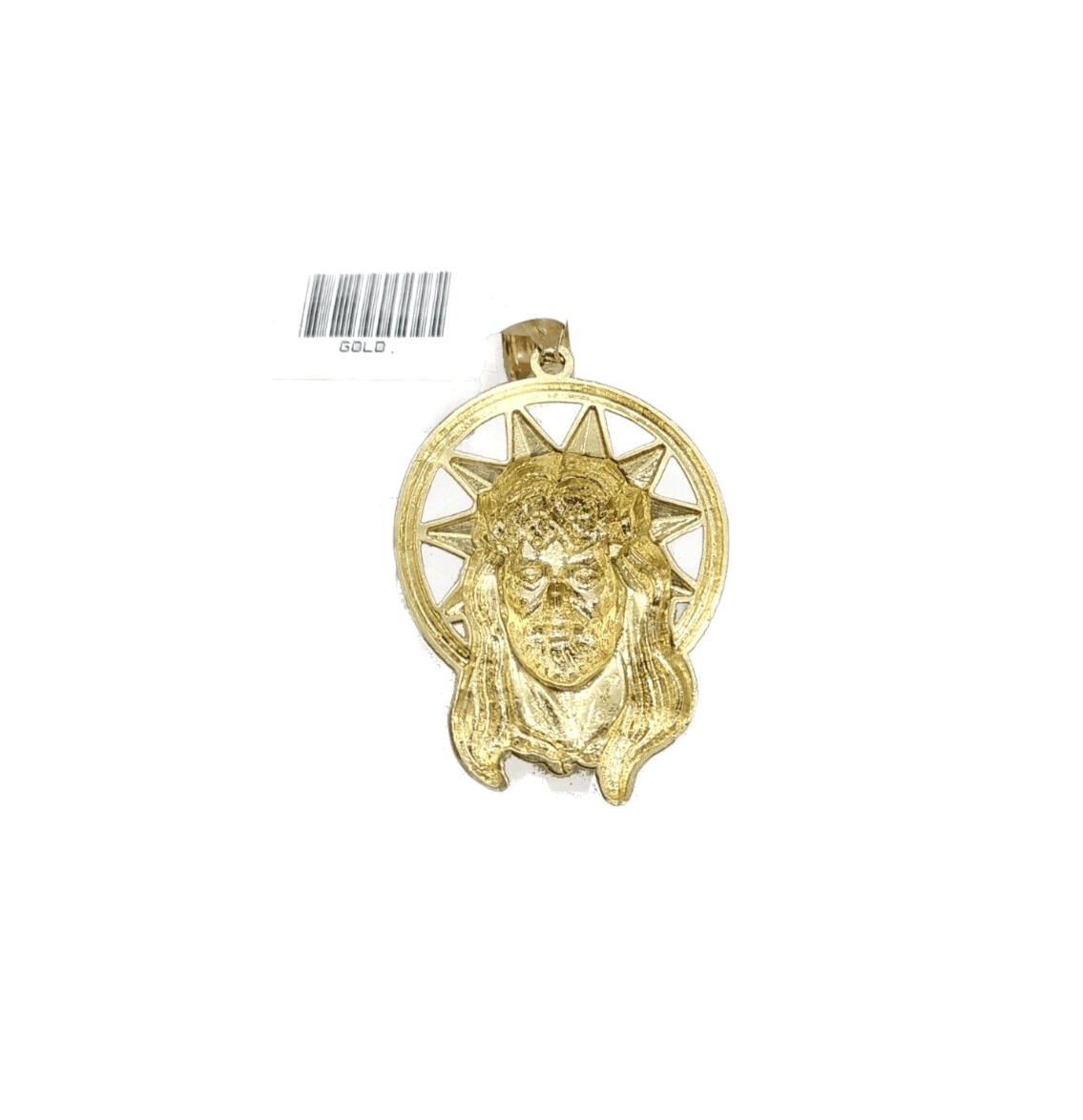 10k Gold Circular Jesus Star Head Charm Rope Chain Necklace 6mm 28'' Set Pendant - GoldenlinQ