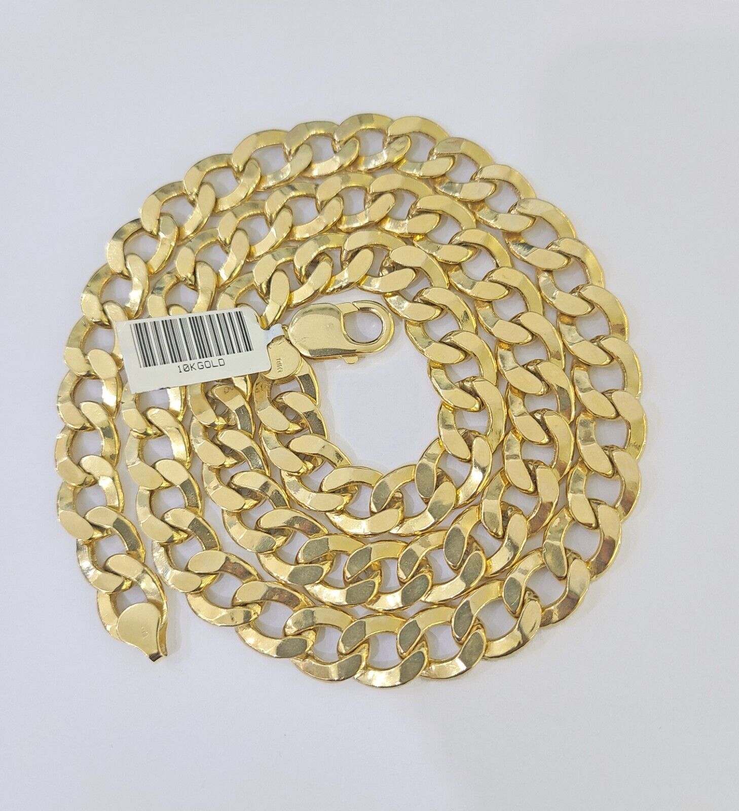 10k Gold Cuban Curb Link chain 10mm 26 Inch Real Yellow Gold Real Genuine - GoldenlinQ