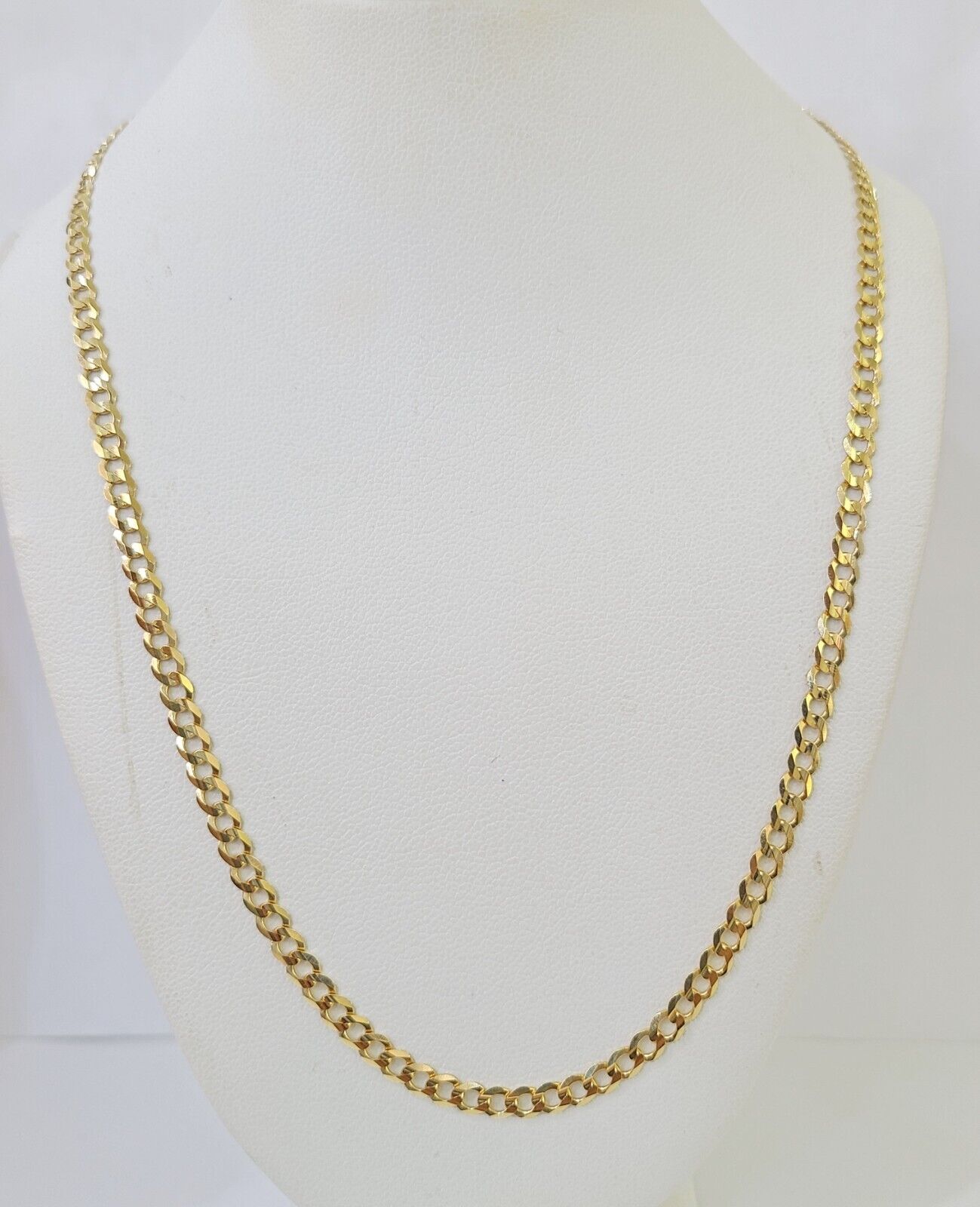 10k Gold Cuban Curb Link chain 4mm 24 Inch Real Yellow Gold Real Genuine - GoldenlinQ