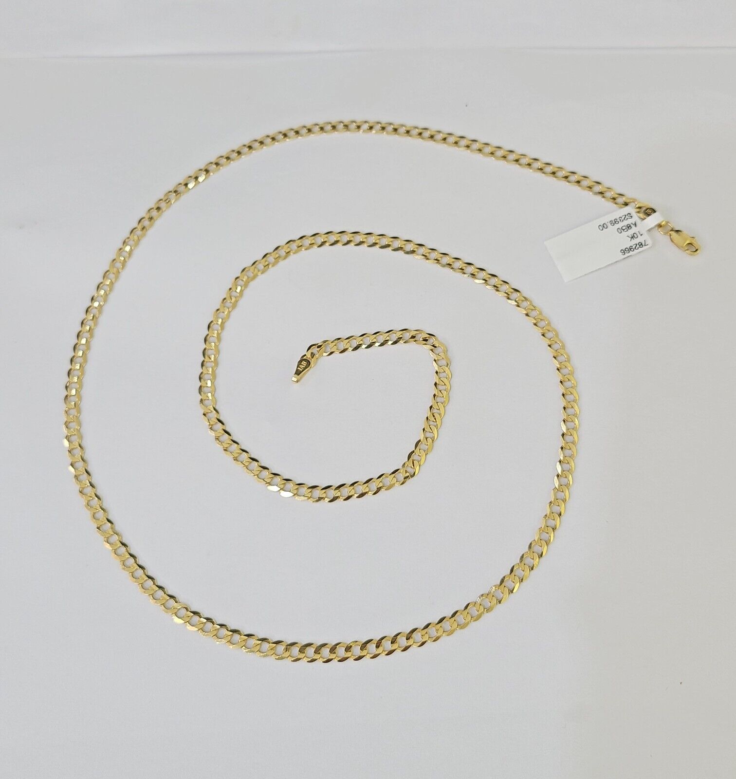10k Gold Cuban Curb Link chain 4mm 24 Inch Real Yellow Gold Real Genuine - GoldenlinQ