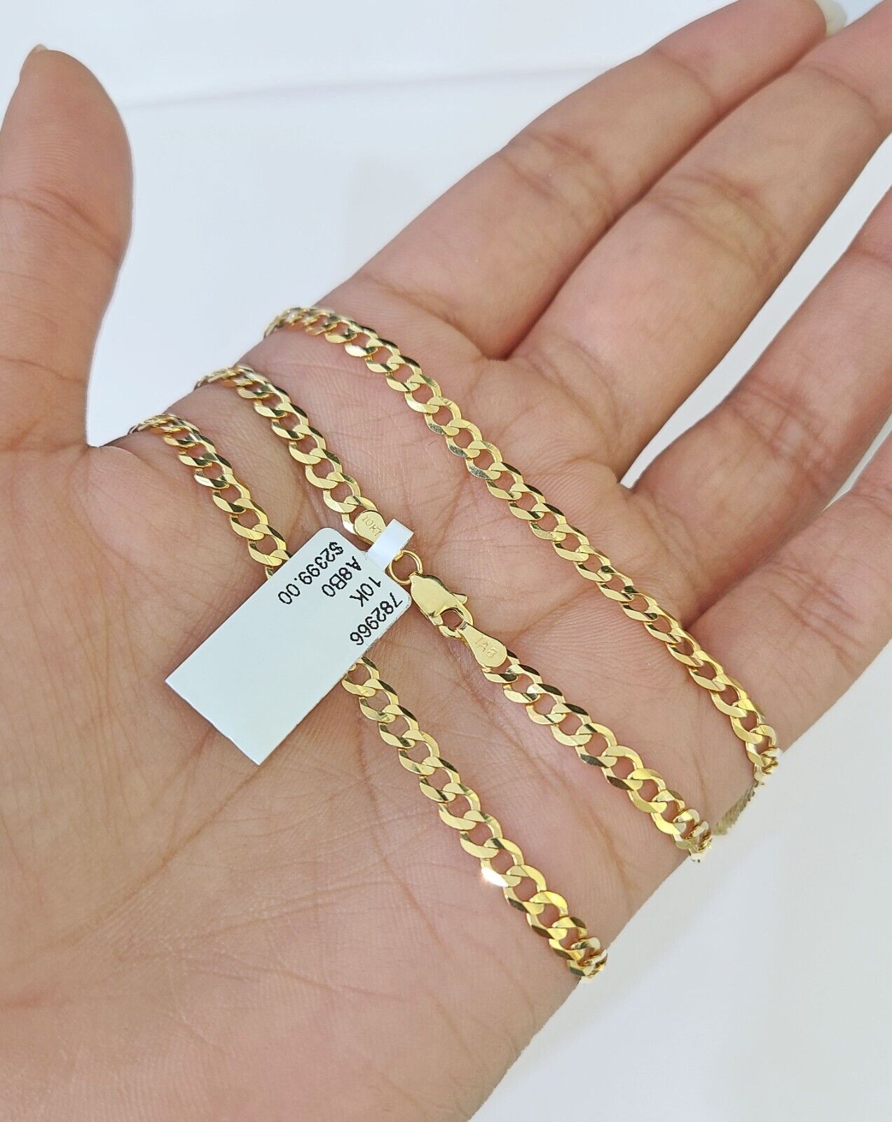 10k Gold Cuban Curb Link chain 4mm 24 Inch Real Yellow Gold Real Genuine - GoldenlinQ