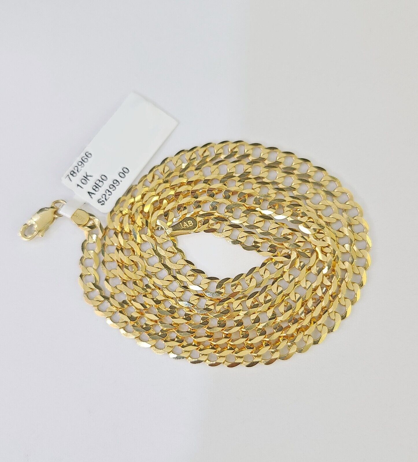 10k Gold Cuban Curb Link chain 4mm 24 Inch Real Yellow Gold Real Genuine - GoldenlinQ