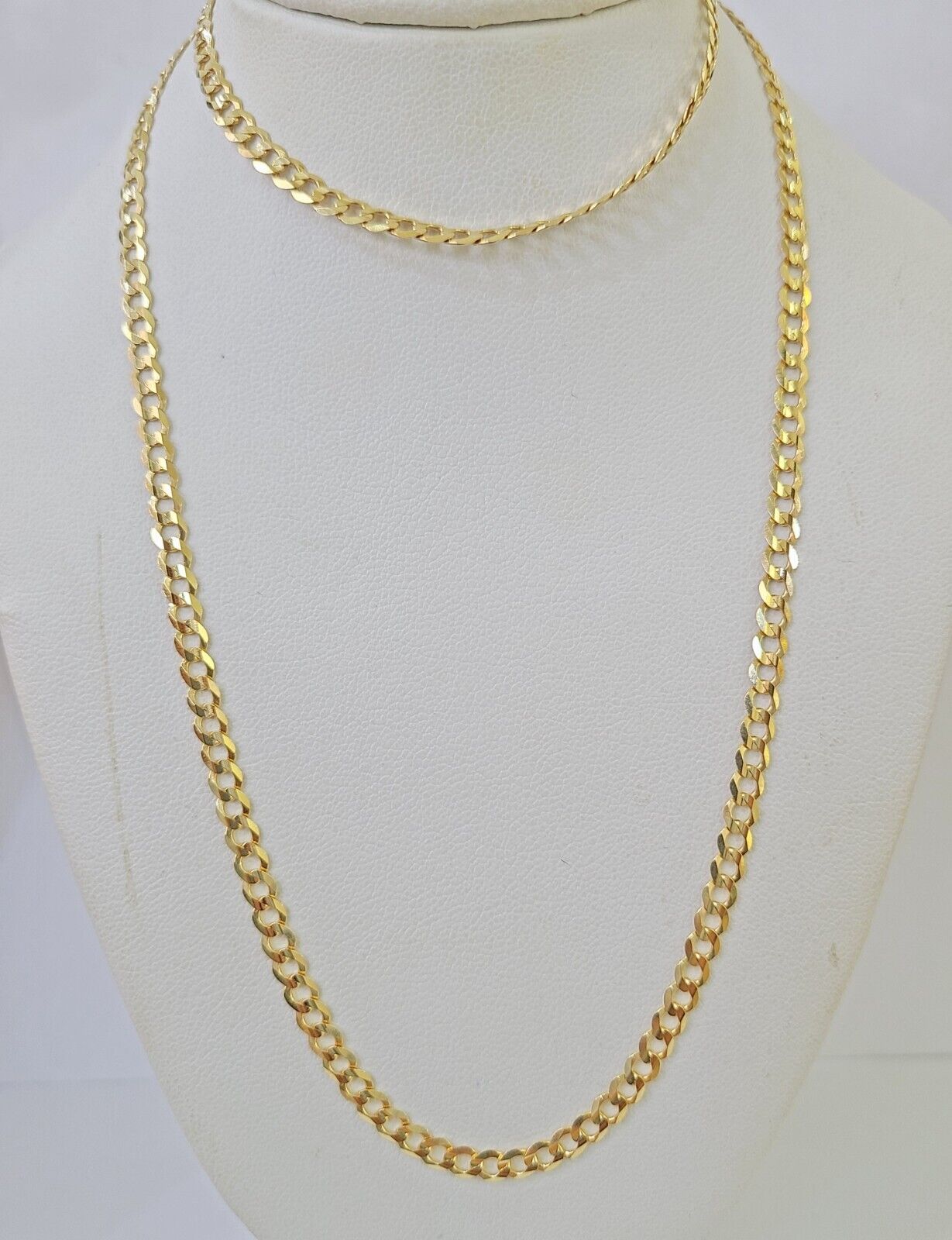 10k Gold Cuban Curb Link chain 4mm 24 Inch Real Yellow Gold Real Genuine - GoldenlinQ