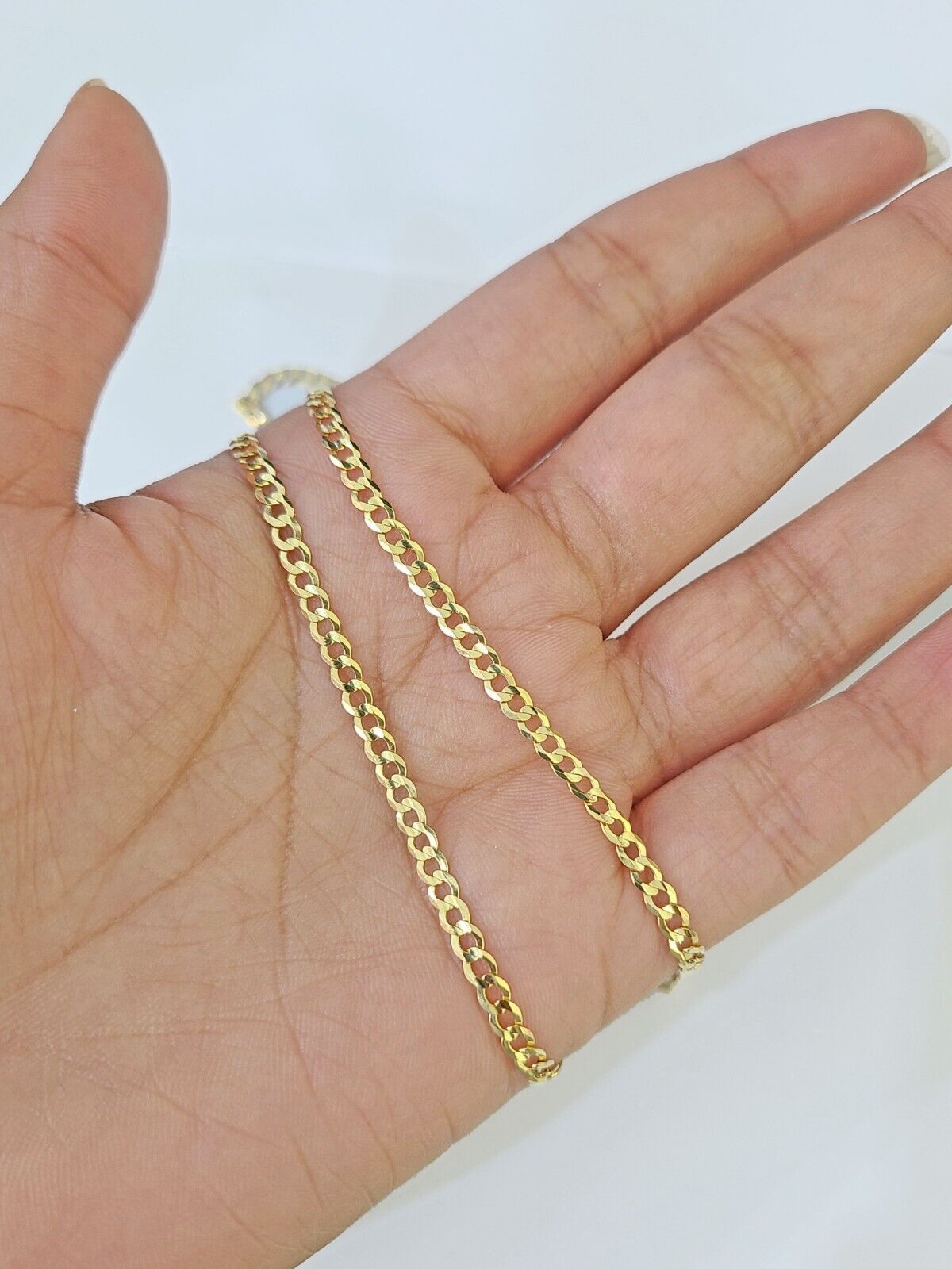 10k Gold Cuban Curb Link chain SOLID 3mm 20 Inch Real Yellow Gold Real Genuine - GoldenlinQ