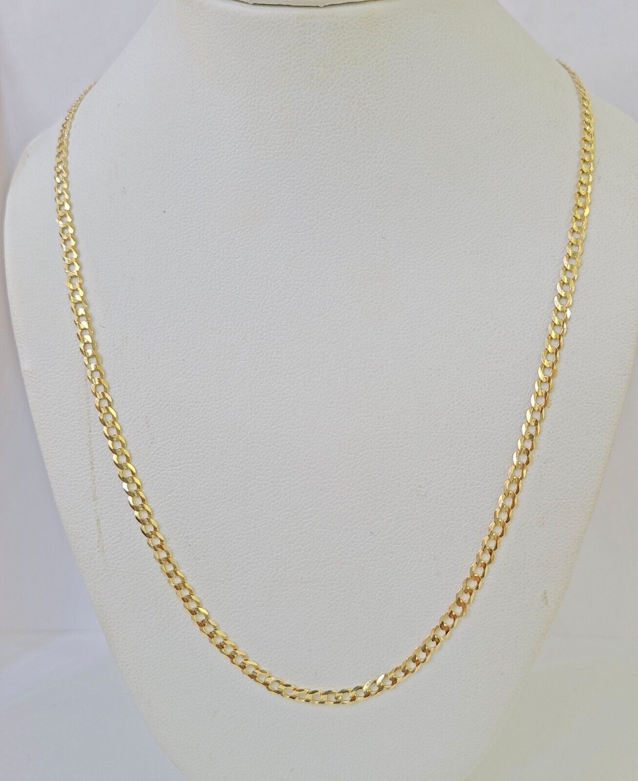 10k Gold Cuban Curb Link chain SOLID 3mm 20 Inch Real Yellow Gold Real Genuine - GoldenlinQ