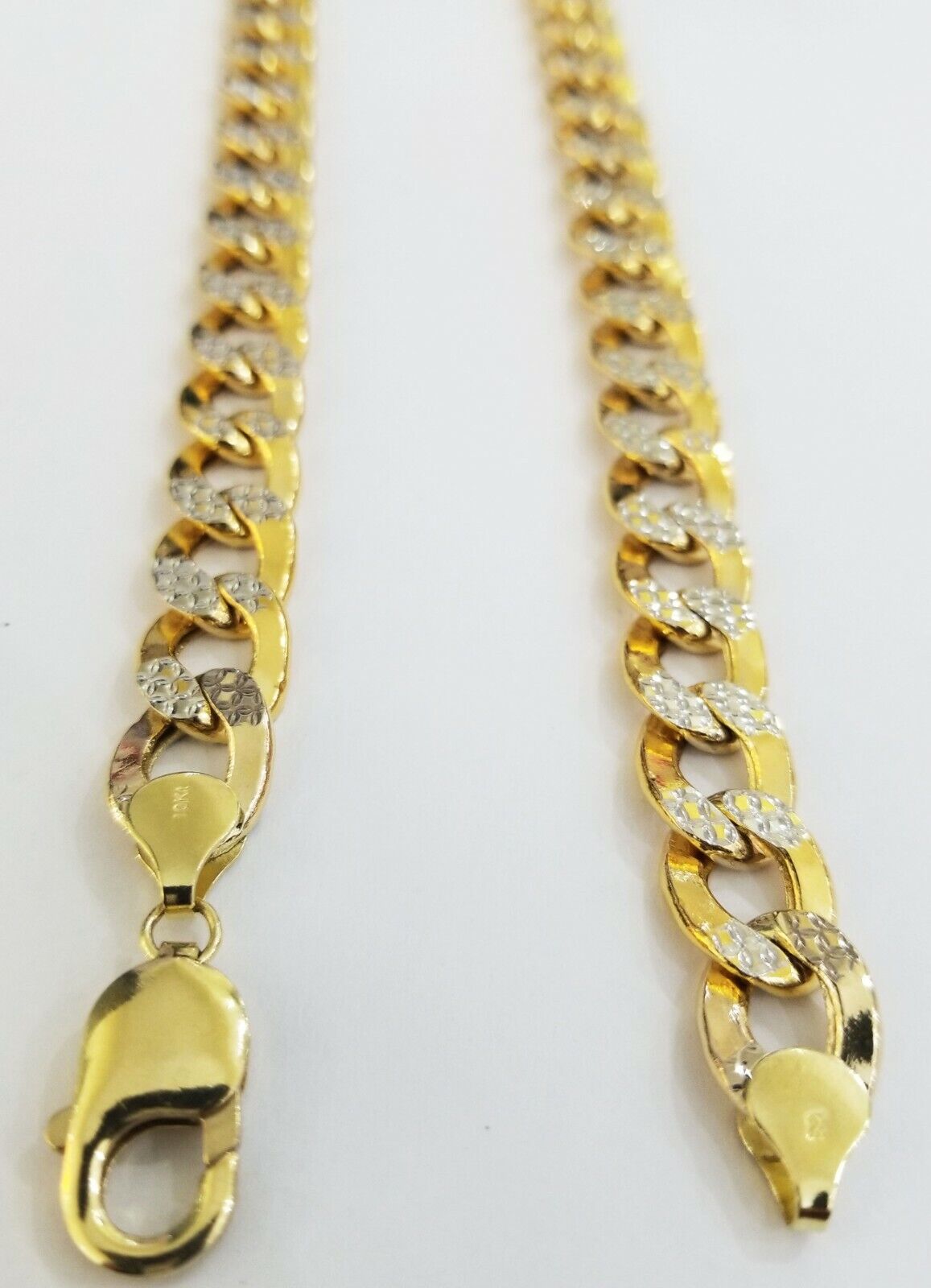 10K gold cuban curve link chain with diamond cut 11mm 26" gold necklace for men - GoldenlinQ