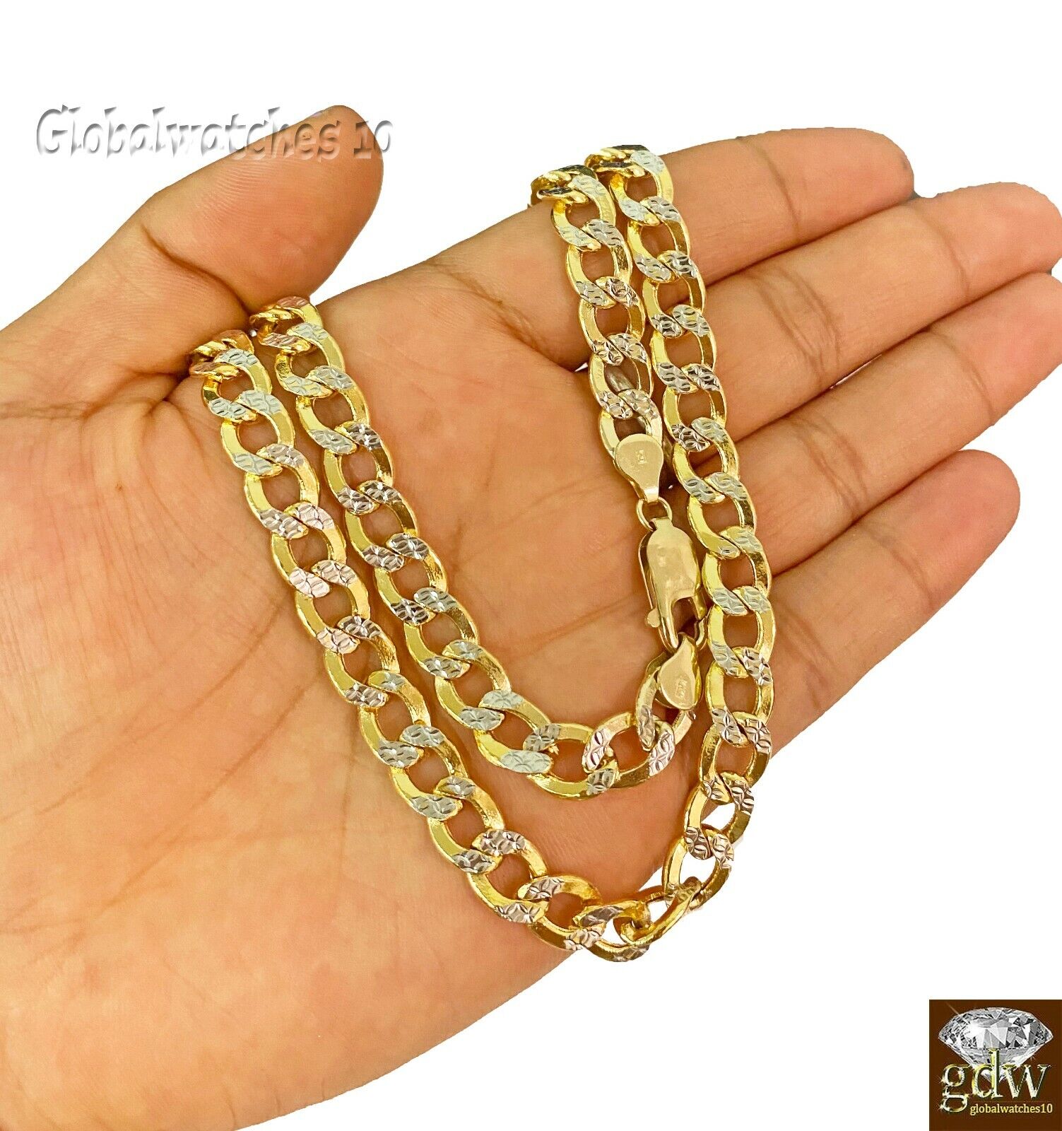 10k Gold Cuban Link Chain Diamond Cut 8mm 26 inch Lobster Lock Real Gold - GoldenlinQ
