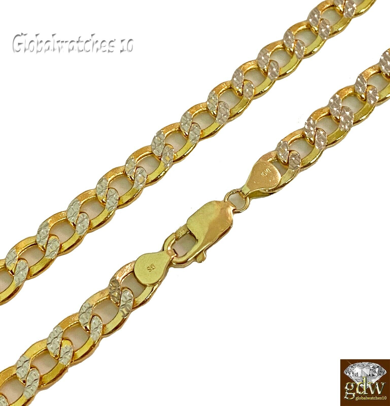 10k Gold Cuban Link Chain Diamond Cut 8mm 26 inch Lobster Lock Real Gold - GoldenlinQ
