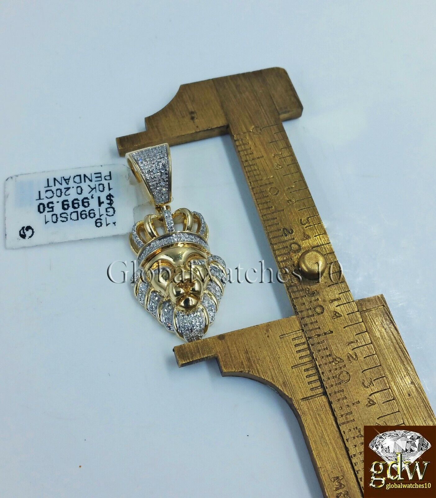 10k Gold & Diamond Lion's Head Charm with 26" Inch Miami Cuban Chain Men Real - GoldenlinQ