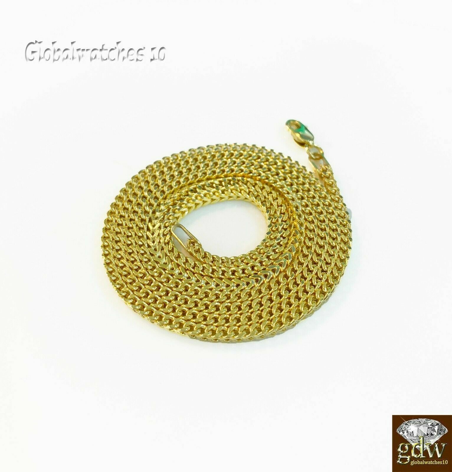 10k Gold Dollar Bag Charm Pendant Franco Chain 22 24 26 28 Inch Real - GoldenlinQ