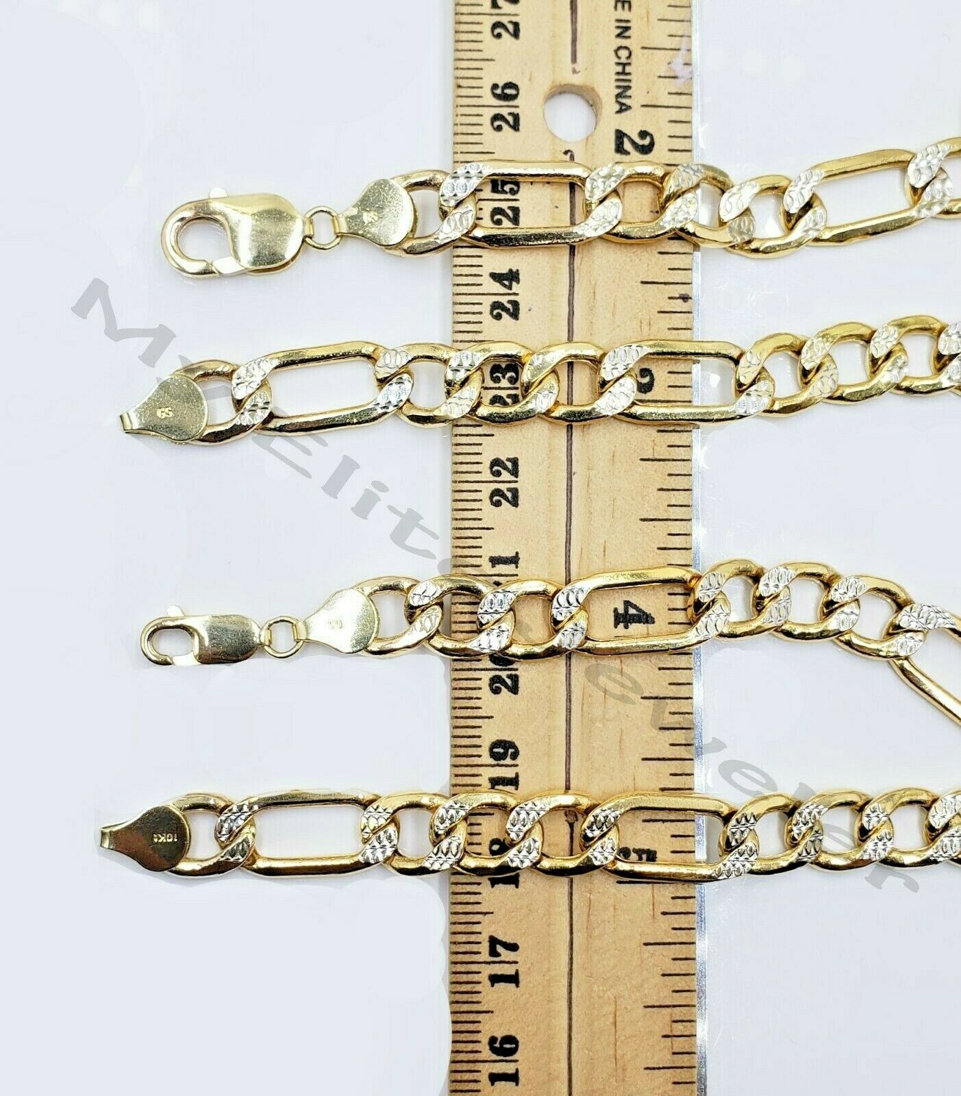 10k Gold Figaro Chain Bracelet SET 26" 9Inch 8mm REAL Cadena de oro para hombre - GoldenlinQ