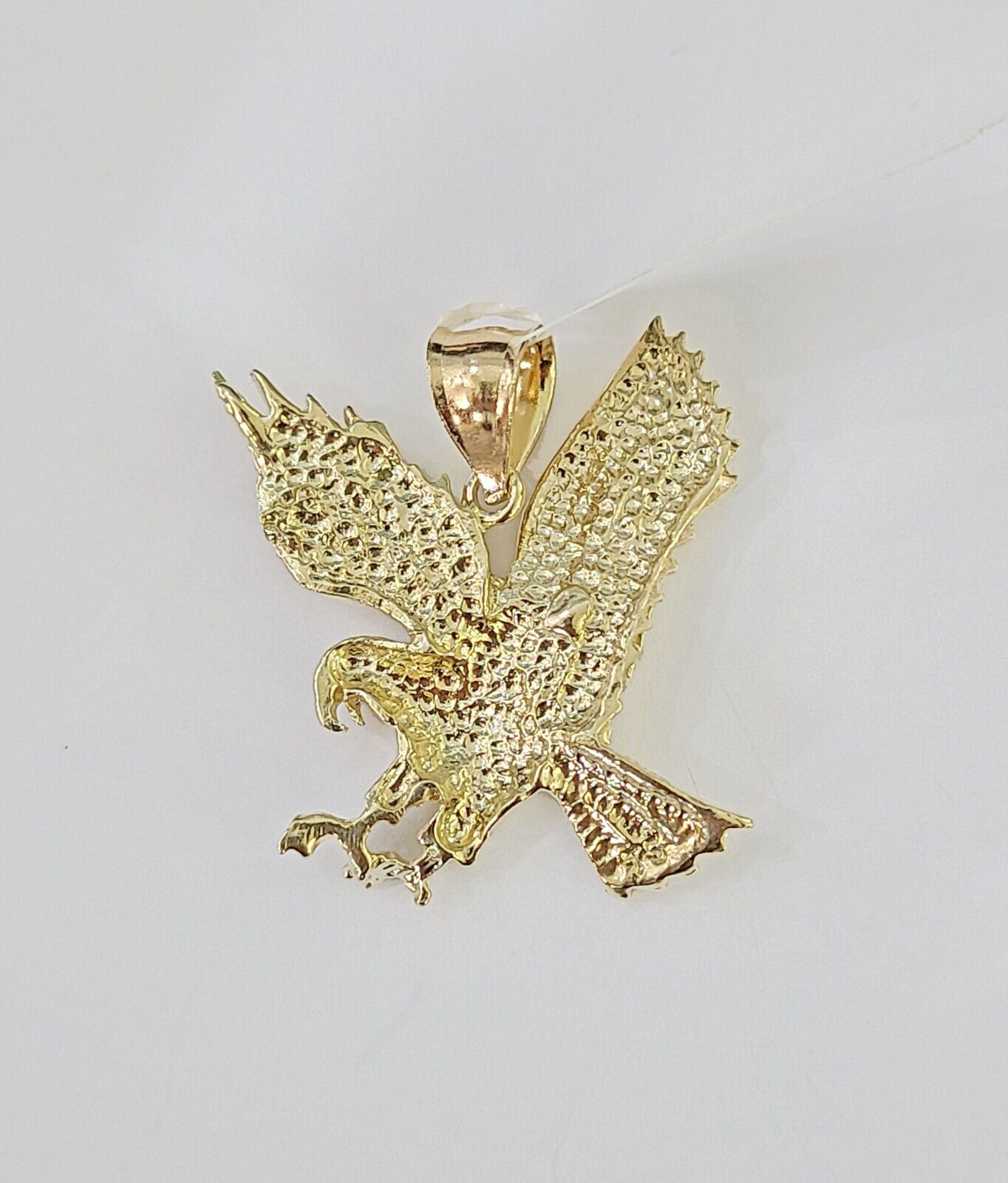 10k Gold Flying Eagle Pendant Rope Chain 3mm 22'' Necklace Set Real Genuine - GoldenlinQ