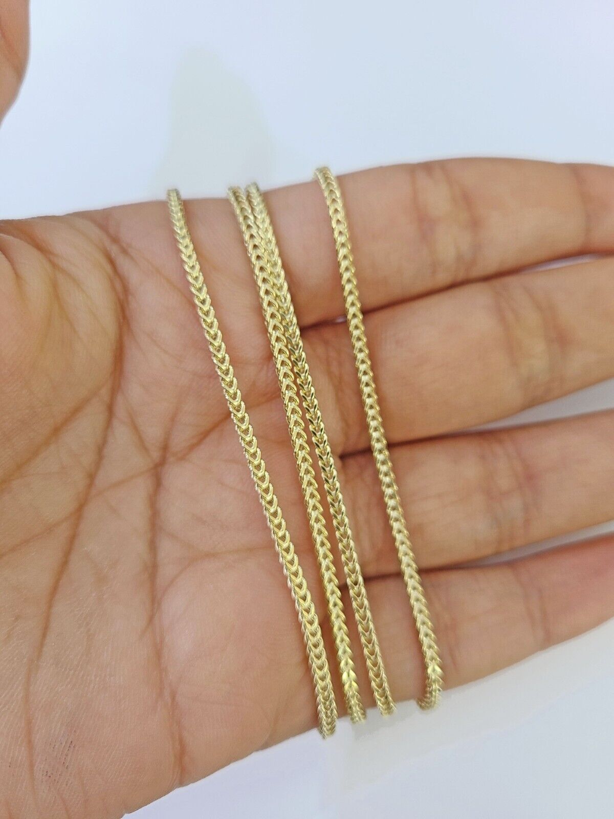 10K Gold Franco Chain 1.5mm Length 18" 20" 22" 24" 26" 28" 30" & Cross Charm - GoldenlinQ