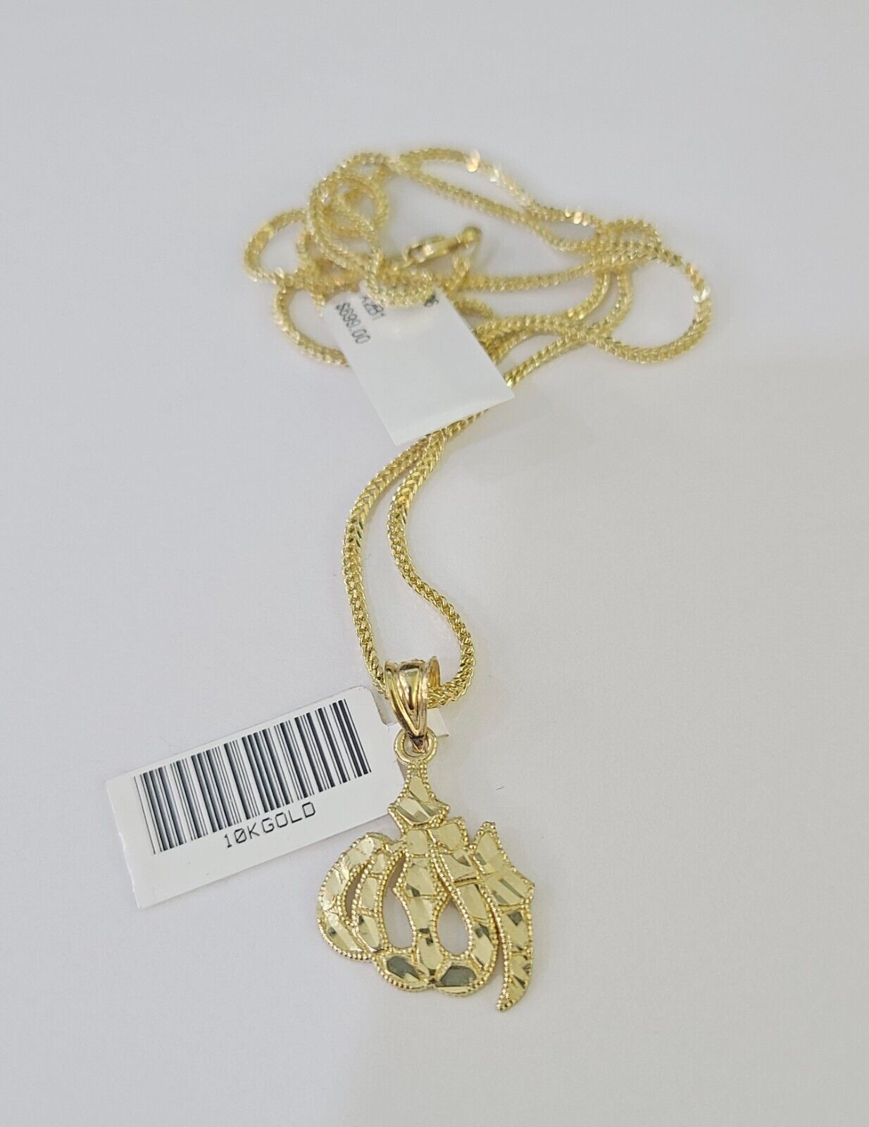 10K Gold Franco Chain Allah Charm SET Length 16 - 20 inches 1mm Ladies Women - GoldenlinQ