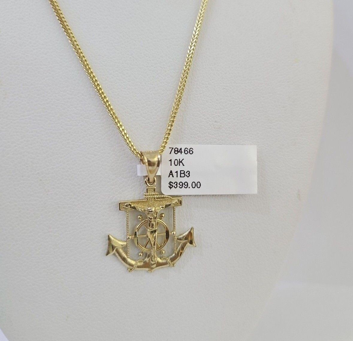 10K Gold Franco Chain Anchor Charm Length 18" - 26" 1.5mm REAL Yellow - GoldenlinQ