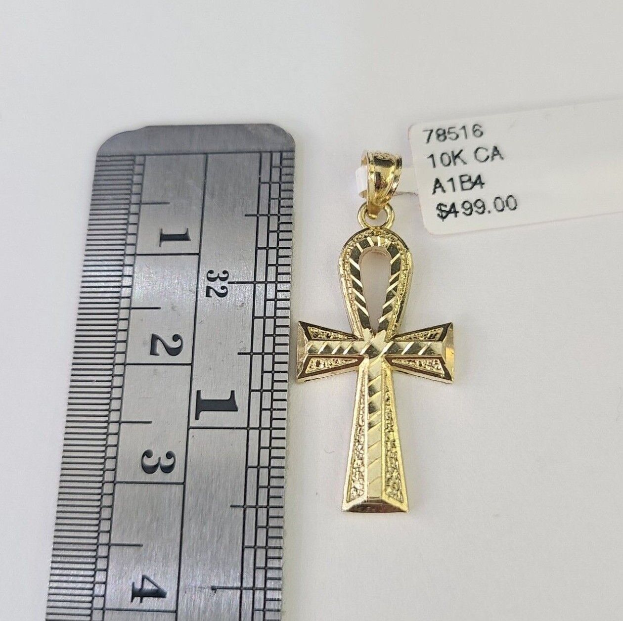 10K Gold Franco Chain Ankh Jesus Cross Charm SET 18 - 24 inches 1mm Necklace - GoldenlinQ