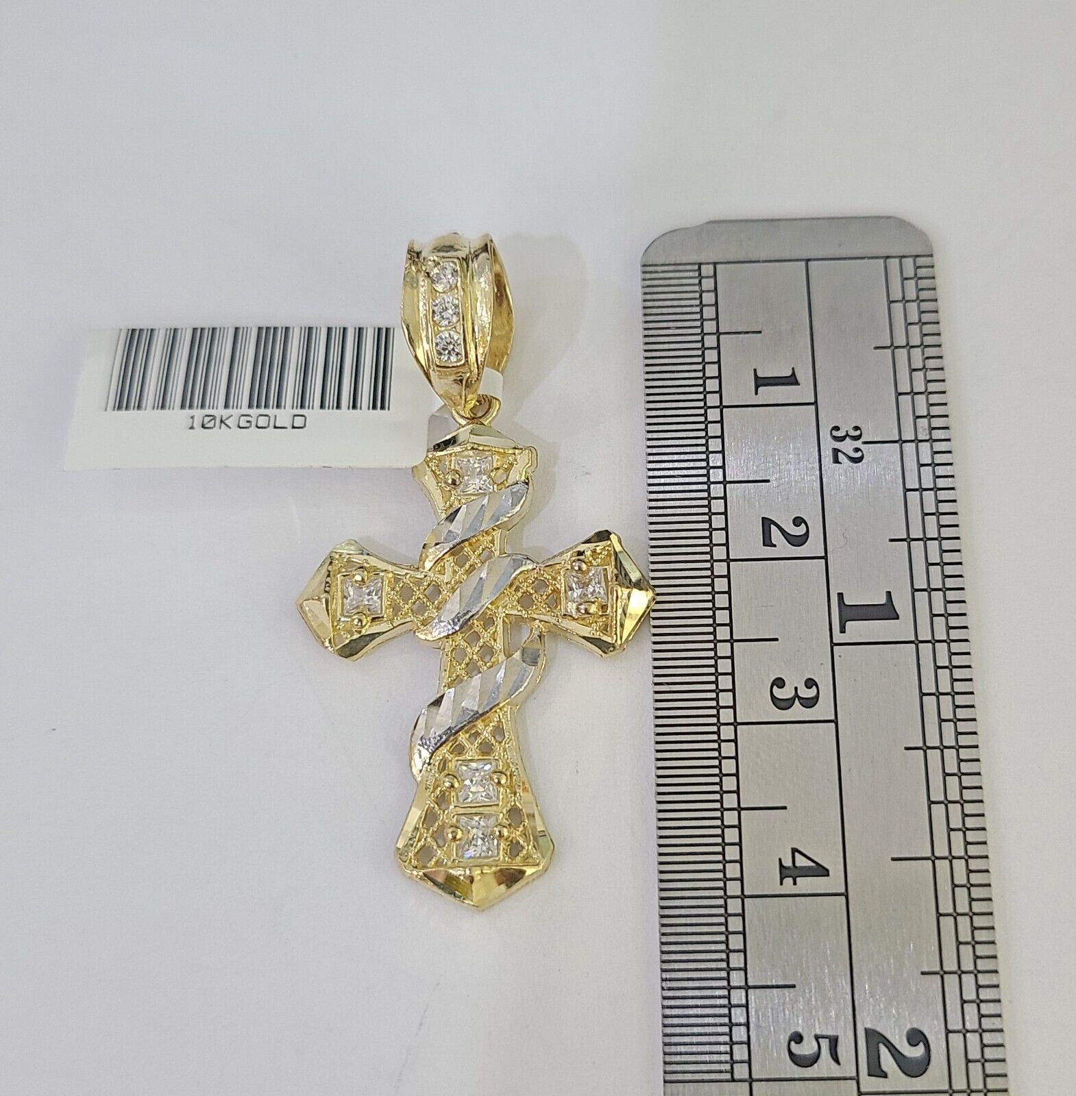 10K Gold Franco Chain Cross Charm Length 18 - 26 inches 2mm REAL Yellow - GoldenlinQ
