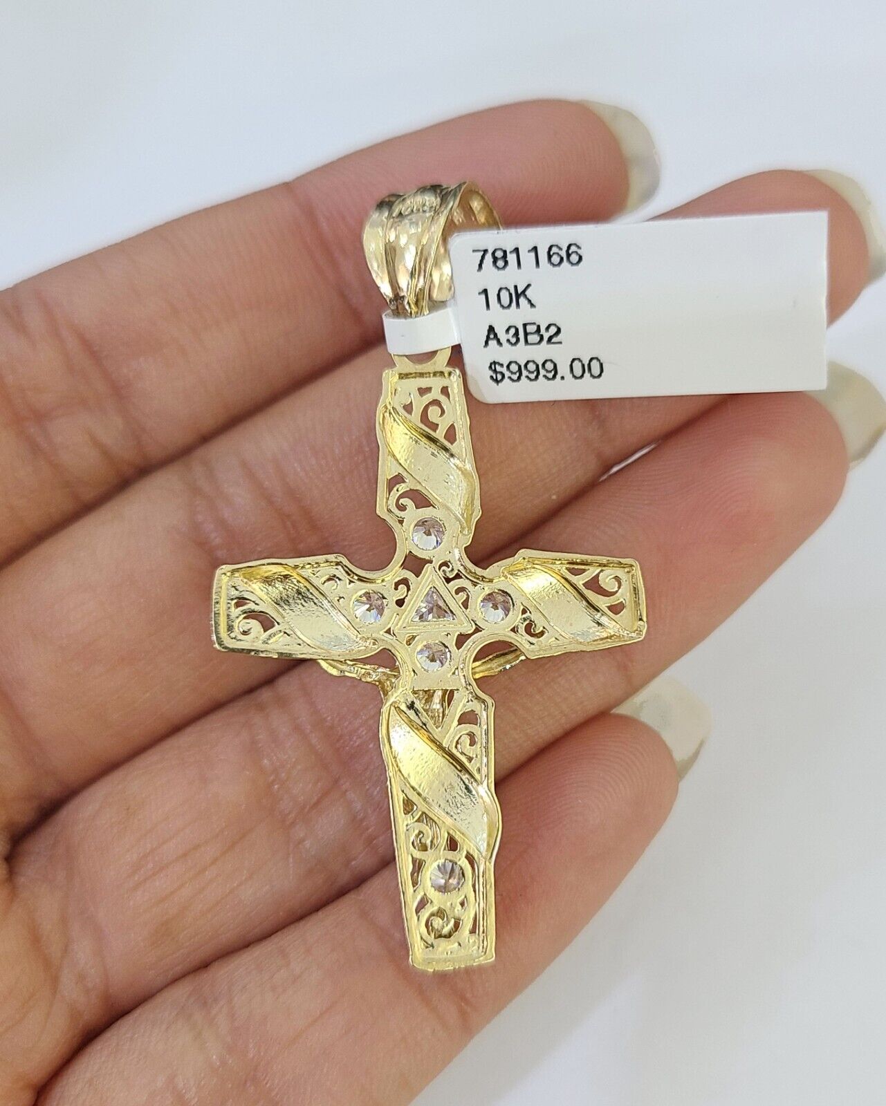 10K Gold Franco Chain Cross Charm Length 18 - 26 inches 2mm REAL Yellow - GoldenlinQ