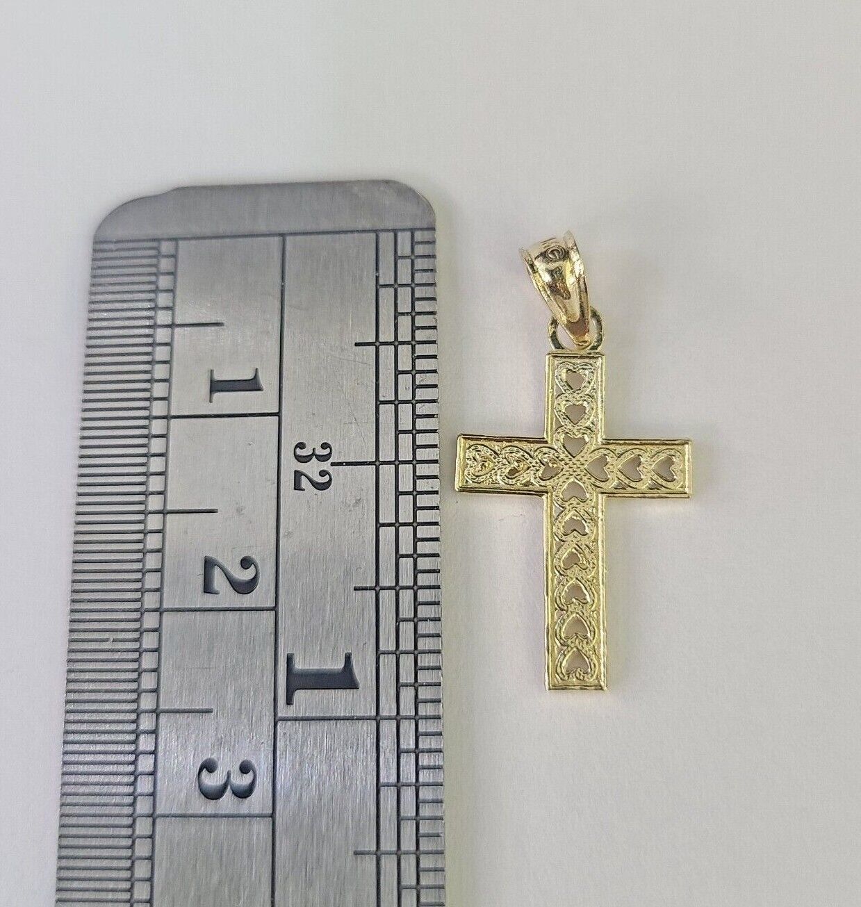 10K Gold Franco Chain Hearts Jesus Cross Charm SET 18 - 24 inches 1mm Necklace - GoldenlinQ