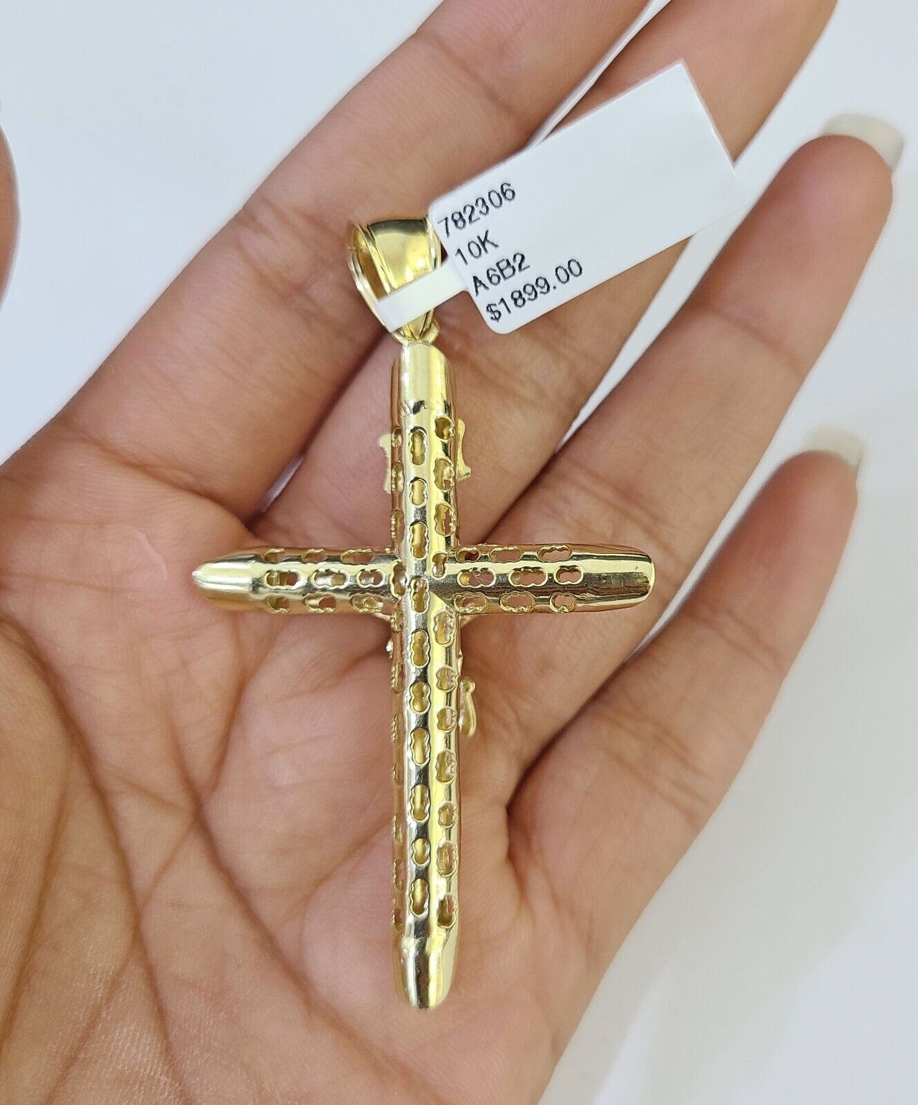 10K Gold Franco Chain INRI Cross Charm Length 18 - 26 inches 3mm REAL Yellow - GoldenlinQ