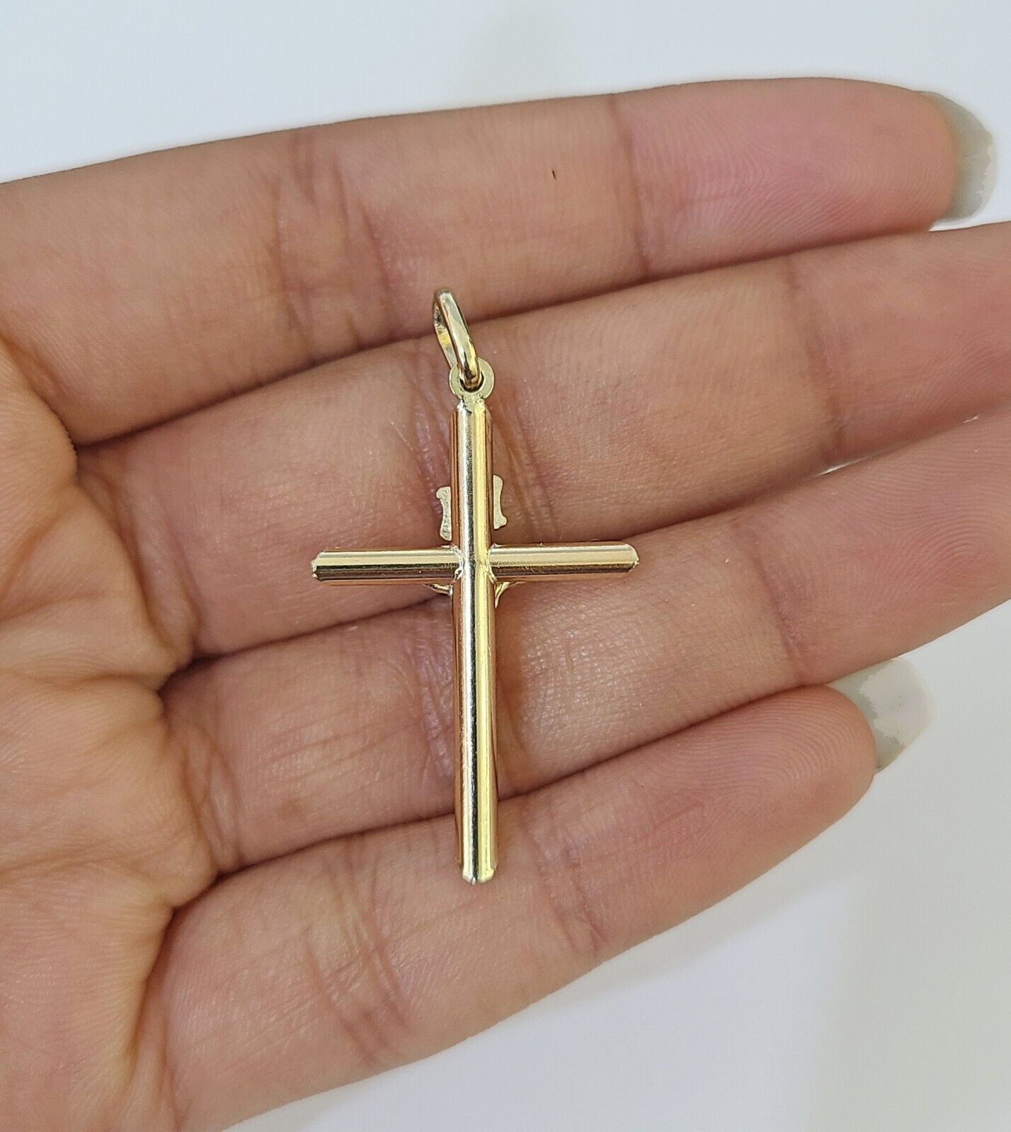 10K Gold Franco Chain INRI Cross Charm SET Length 16 - 20 inches 1mm Ladies Women - GoldenlinQ