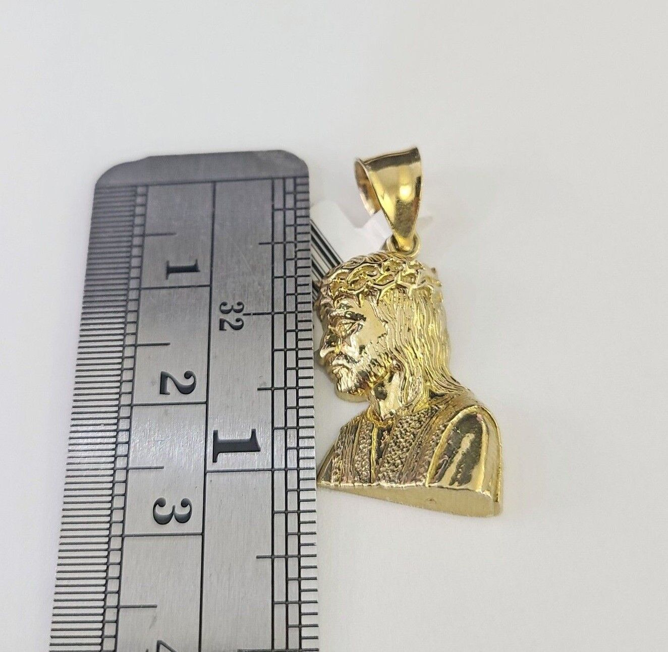 10K Gold Franco Chain Jesus Head Charm SET 18 - 24 inches 1mm Necklace - GoldenlinQ