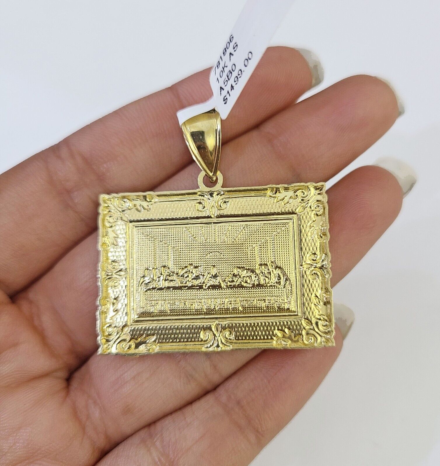 10K Gold Franco Chain Last Supper Charm Length 18 - 26 inches 3mm REAL Yellow - GoldenlinQ