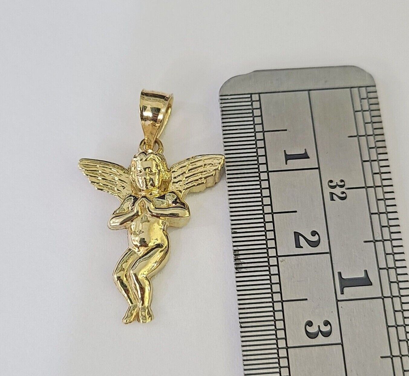 10K Gold Franco Chain Praying Angel Charm SET 16 - 20 inches 1mm Ladies Women - GoldenlinQ