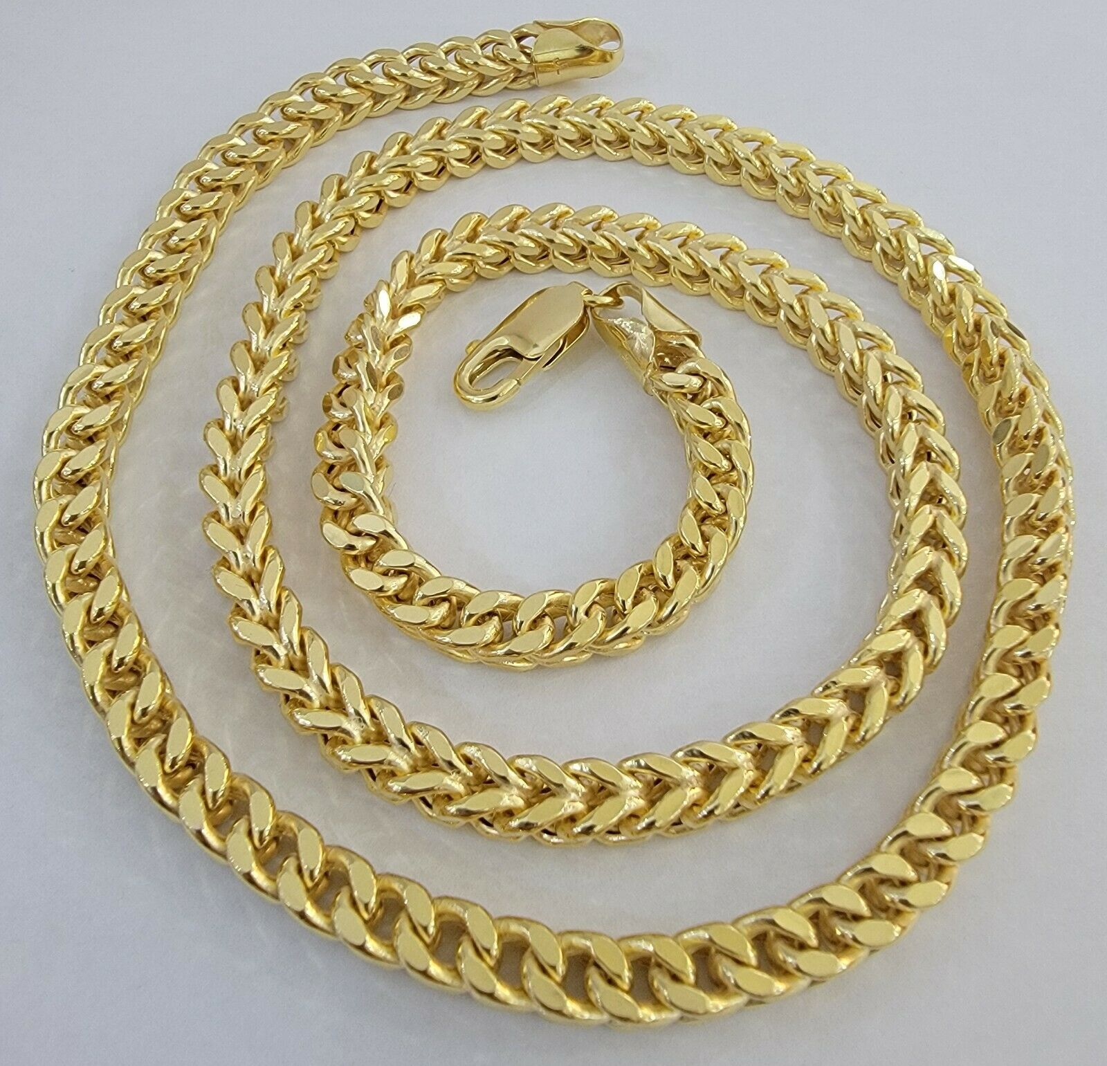 10K Gold Franco Link Chain 24" Necklace 6mm Thick, REAL 10kt Men's STRONG Chain - GoldenlinQ