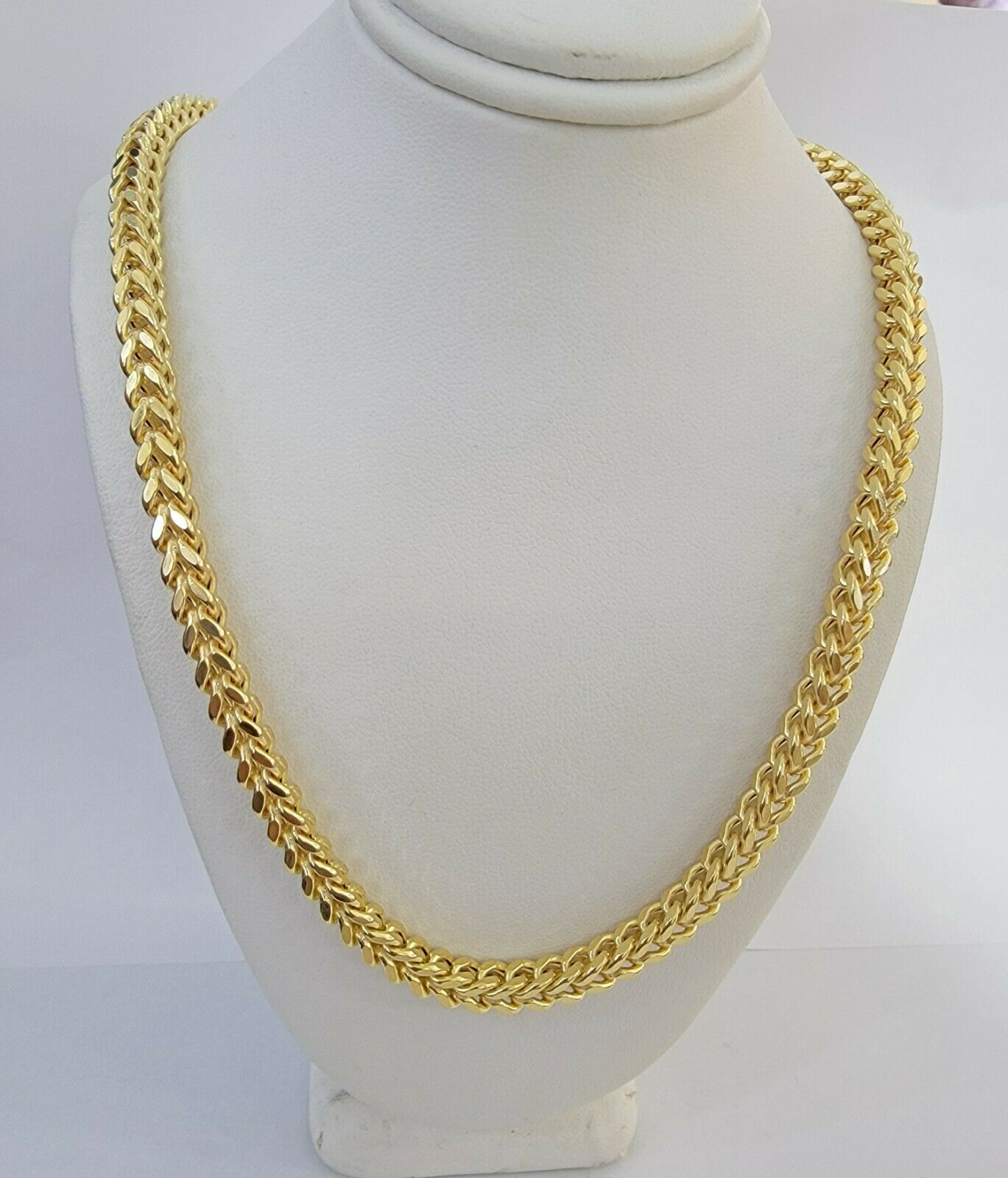 10K Gold Franco Link Chain 26" Necklace 6mm Thick, REAL 10kt Men's STRONG Chain - GoldenlinQ