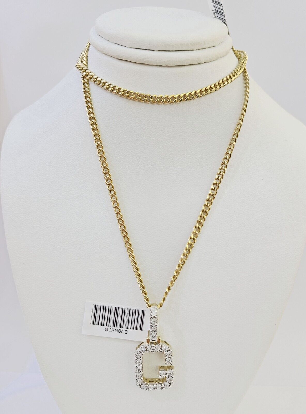 10k Gold Genuine Diamond "G" Initial Pendent with 20 Inch 3mm Miami Cuban Chain - GoldenlinQ