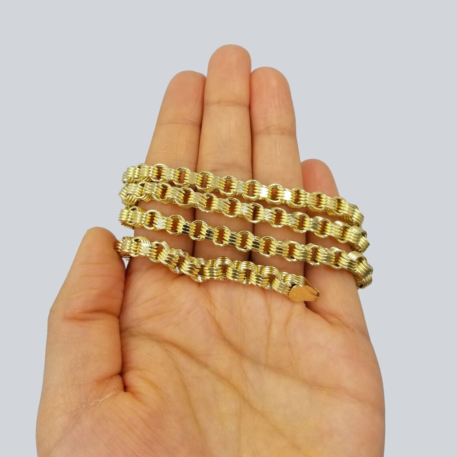 10k Gold Jesus Cross Charm Byzantine Chain 24" Necklace Real 10k Yellow Gold SET - GoldenlinQ