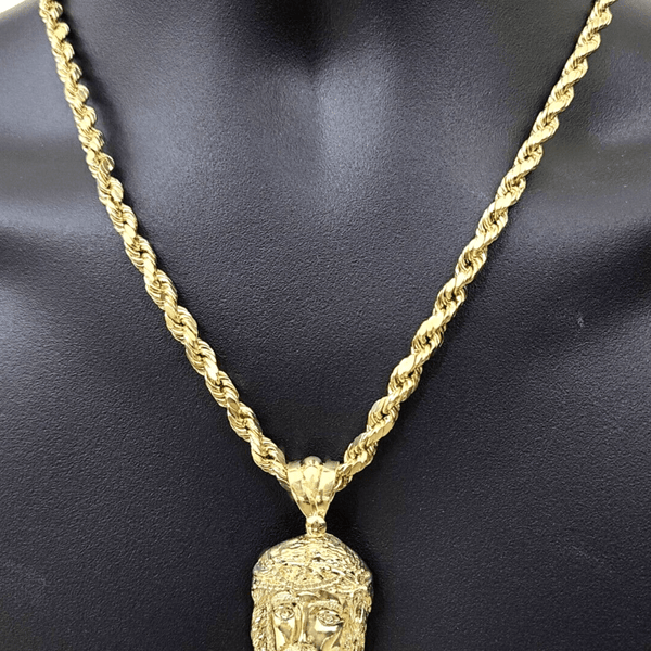 10K Gold deals Jesus Charm Rope Necklace