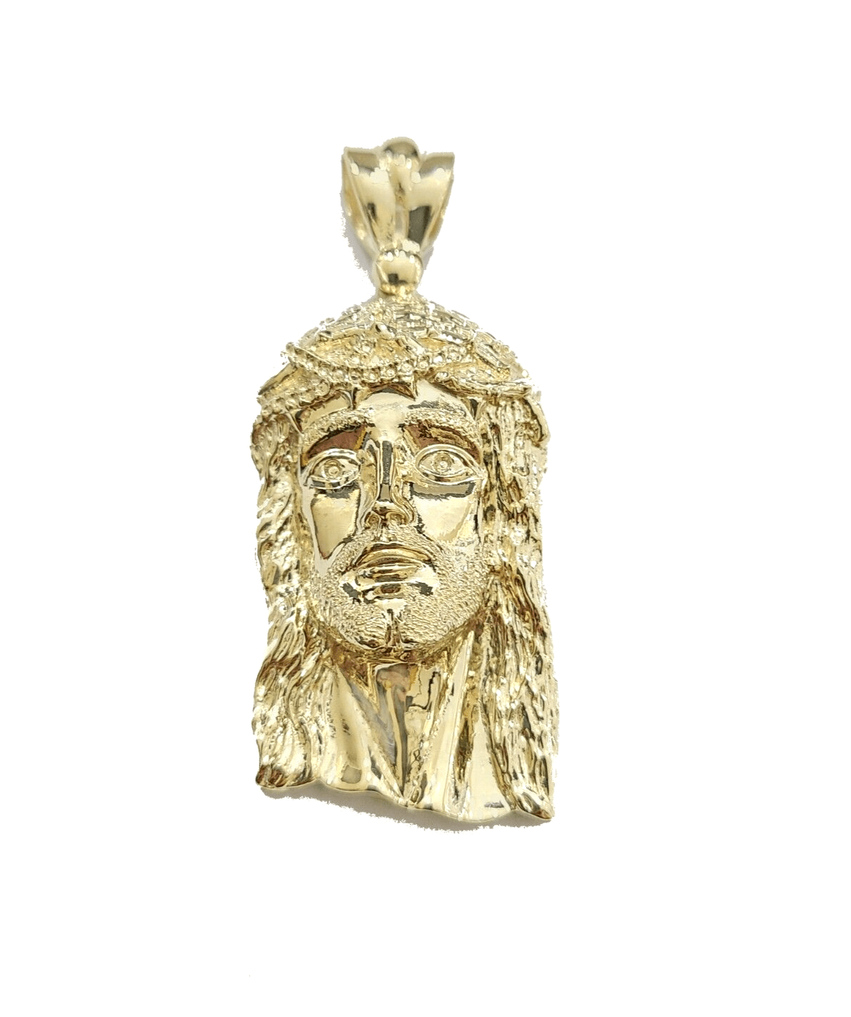 10k Gold Jesus Head Charm Rope Chain Necklace 6mm 26'' Set & Pendant 10kt REAL - GoldenlinQ