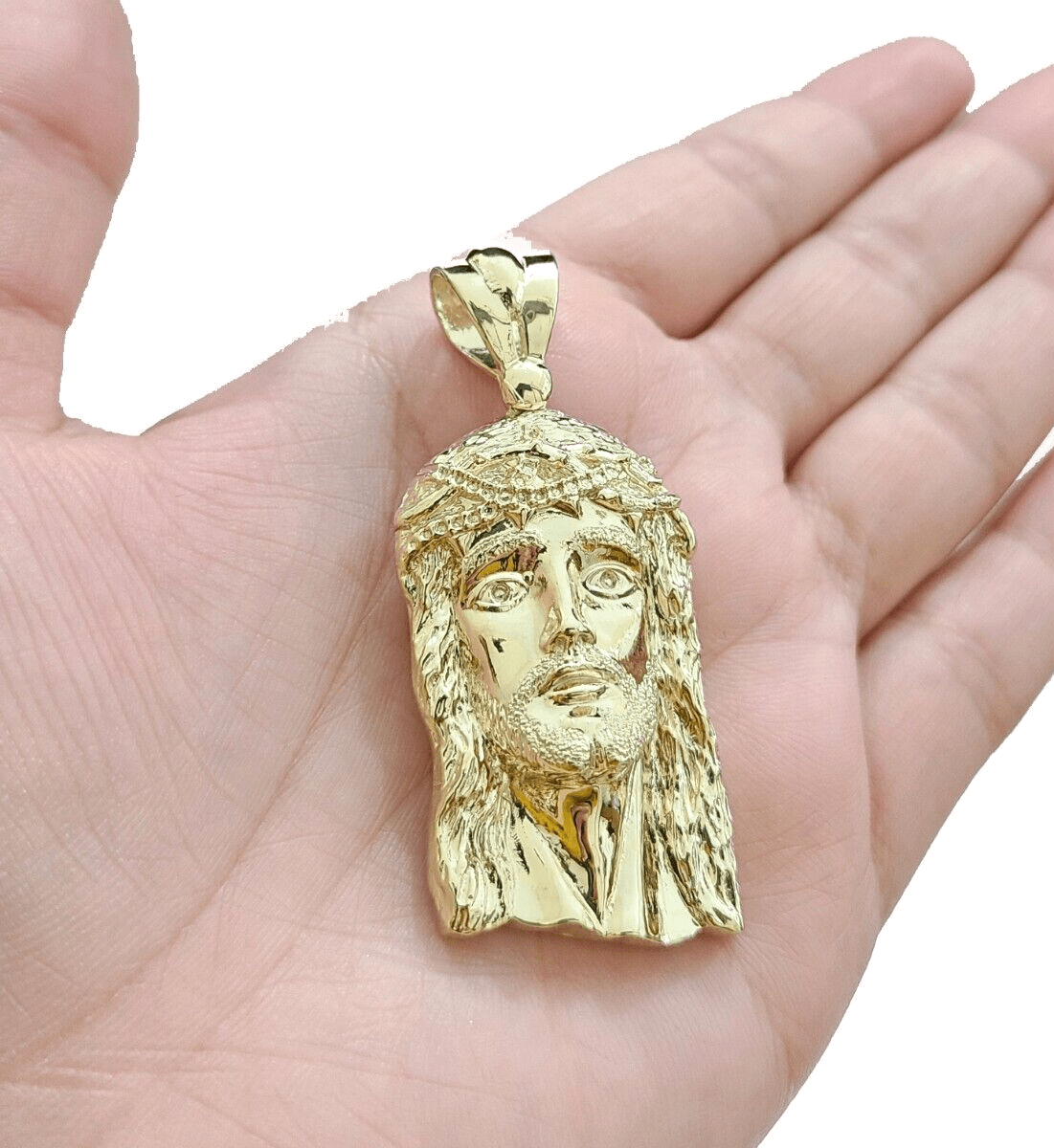 10k Gold Jesus Head Charm Rope Chain Necklace 6mm 28'' Set & Pendant 10kt REAL - GoldenlinQ