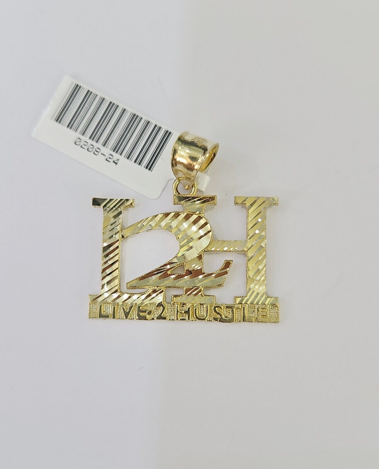 10k Gold Live 2 Hustle Pendant Rope Chain 3mm 20'' Necklace Set L2H Real Yellow - GoldenlinQ