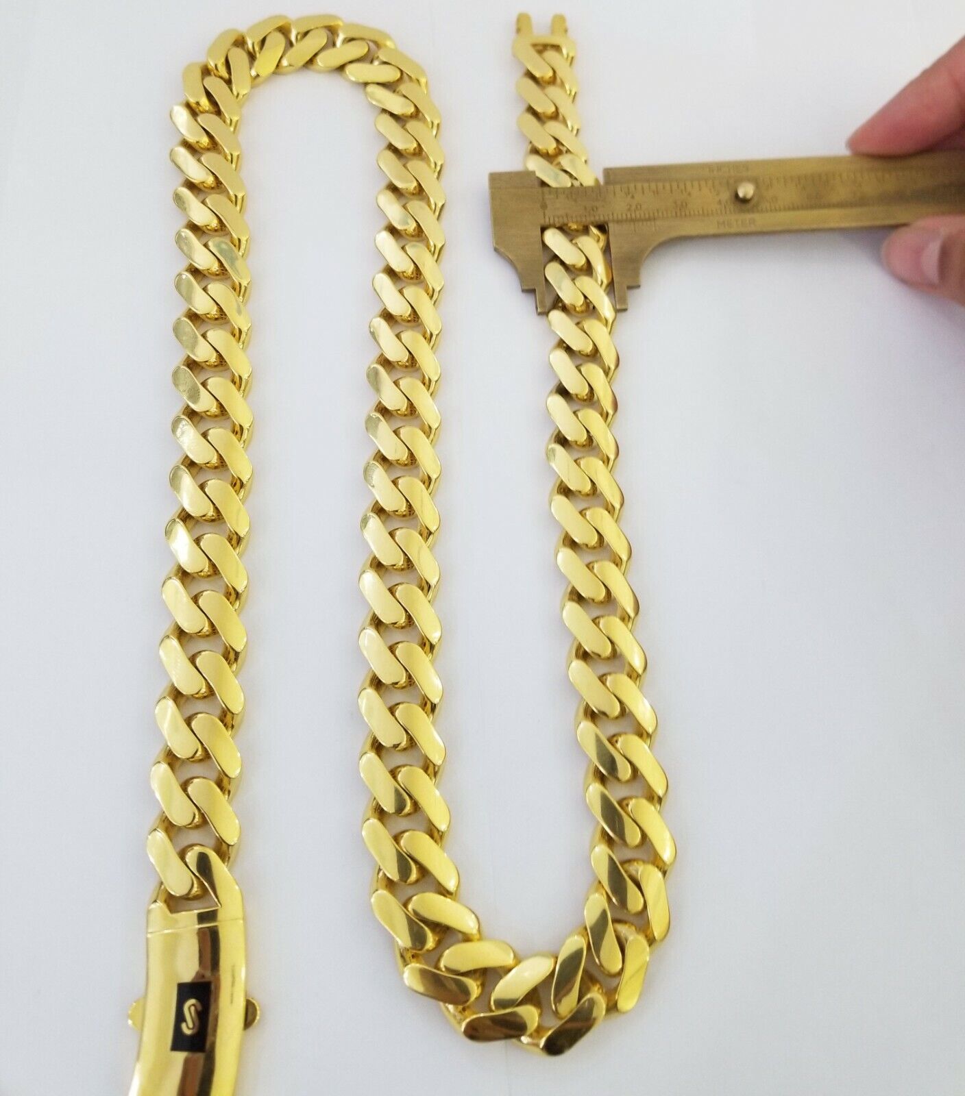 10k Gold Men Royal Monaco Link Chain 26inch 15mm Gold ,10kt Real gold necklace - GoldenlinQ